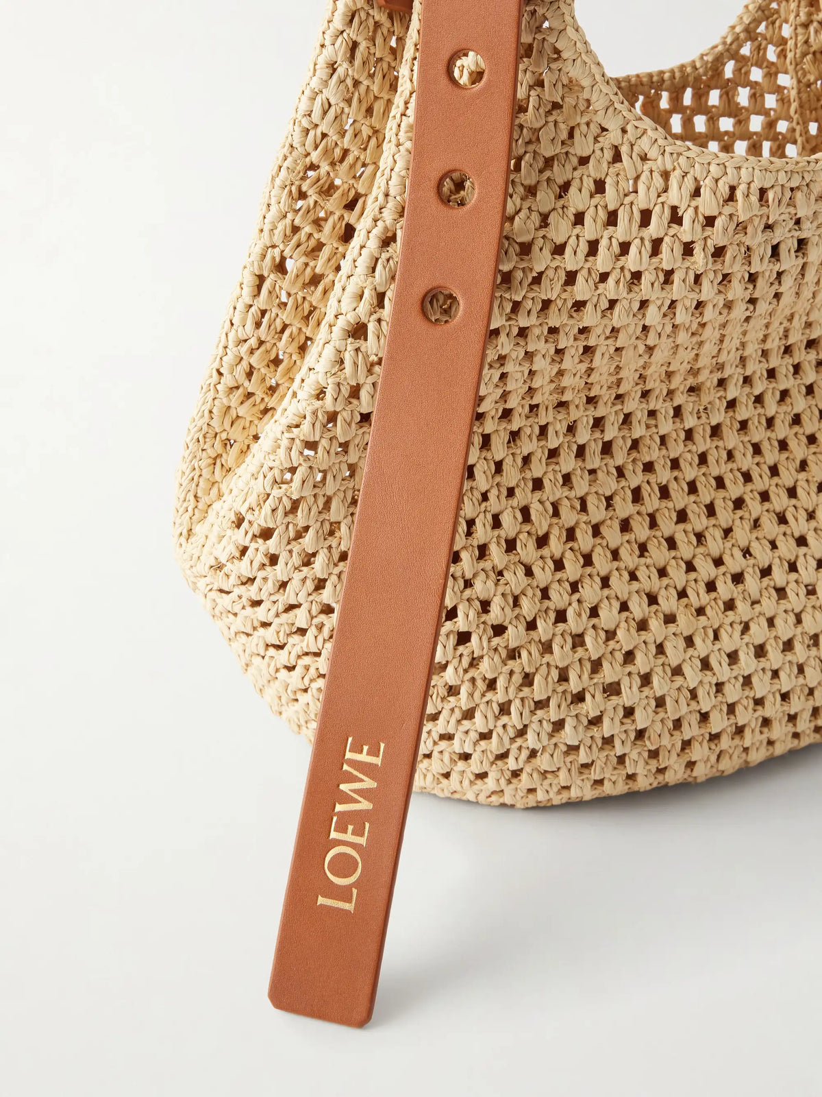 + Paula's Ibiza The Punch Hole Leather-trimmed Raffia Shoulder Bag