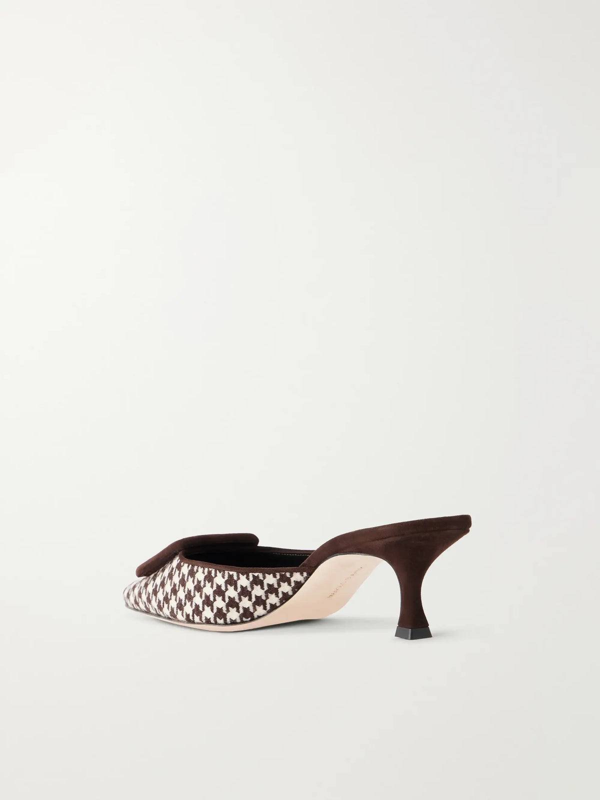 Manolo Blahnik Mayslibi 50 Suede-trimmed Houndstooth Woven Mules