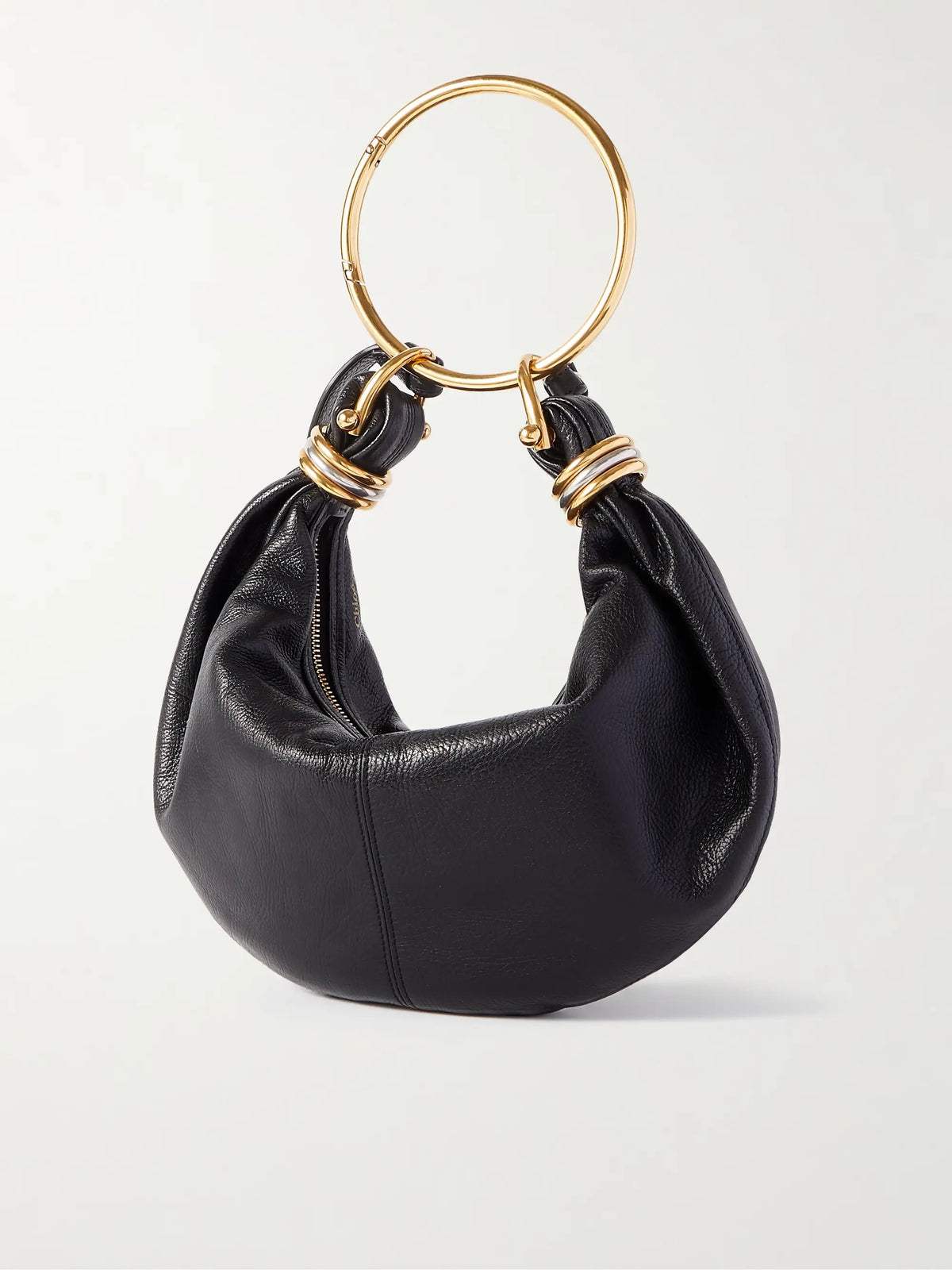 Bracelet Embellished Glossed Textured-leather Shoulder Bag