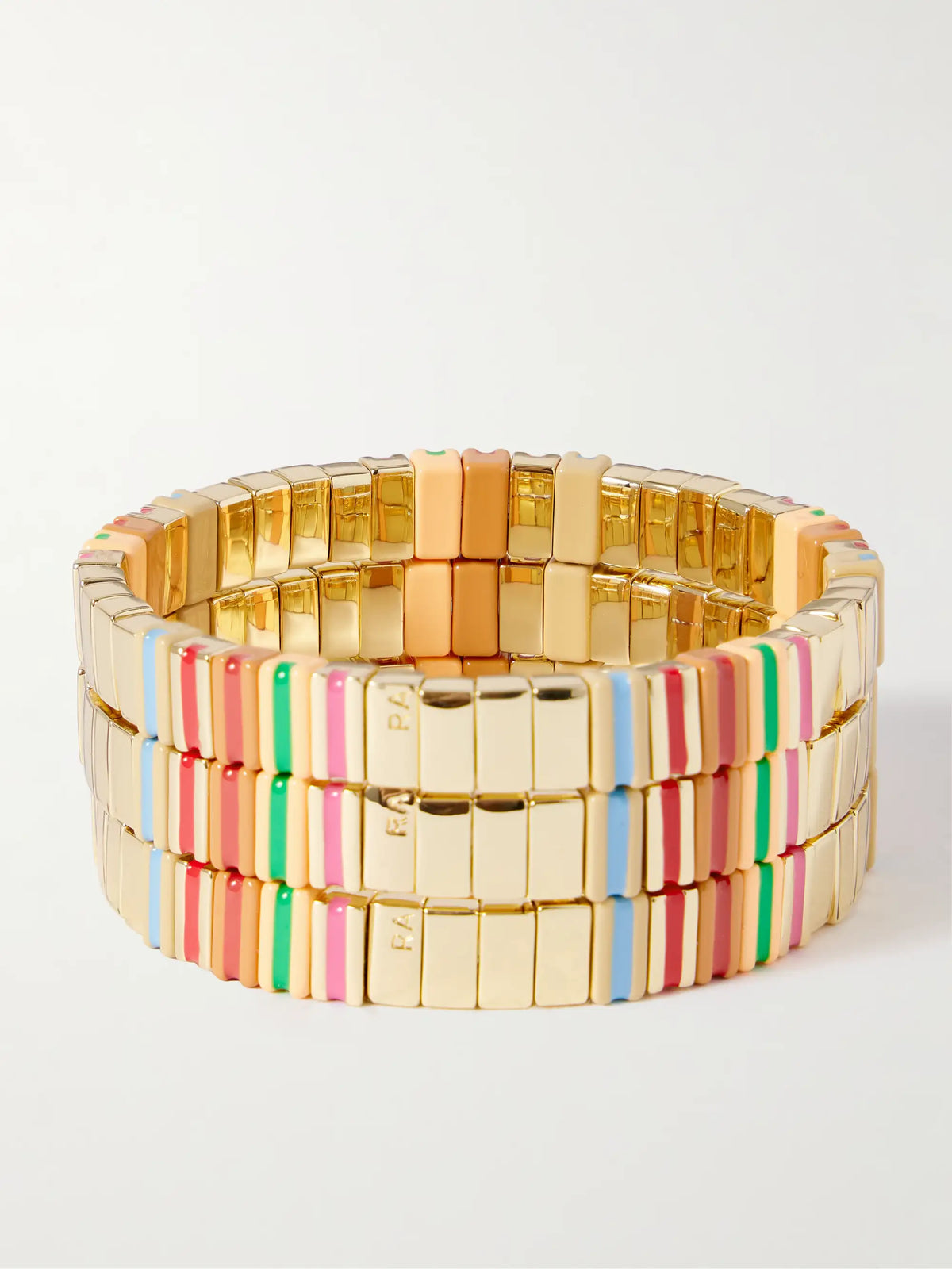 The Happy Stack Set Of Three Gold-tone And Enamel Bracelets