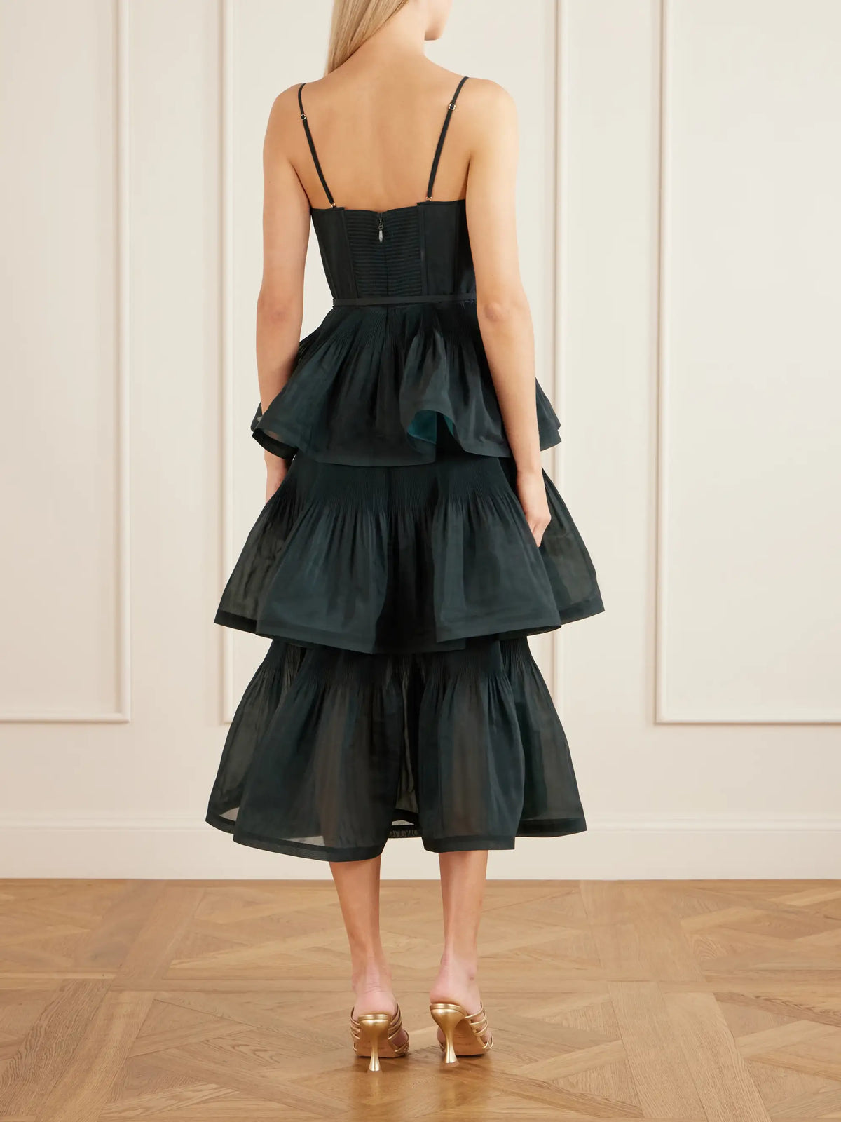 Zimmermann Belted Tiered Chiffon Midi Dress