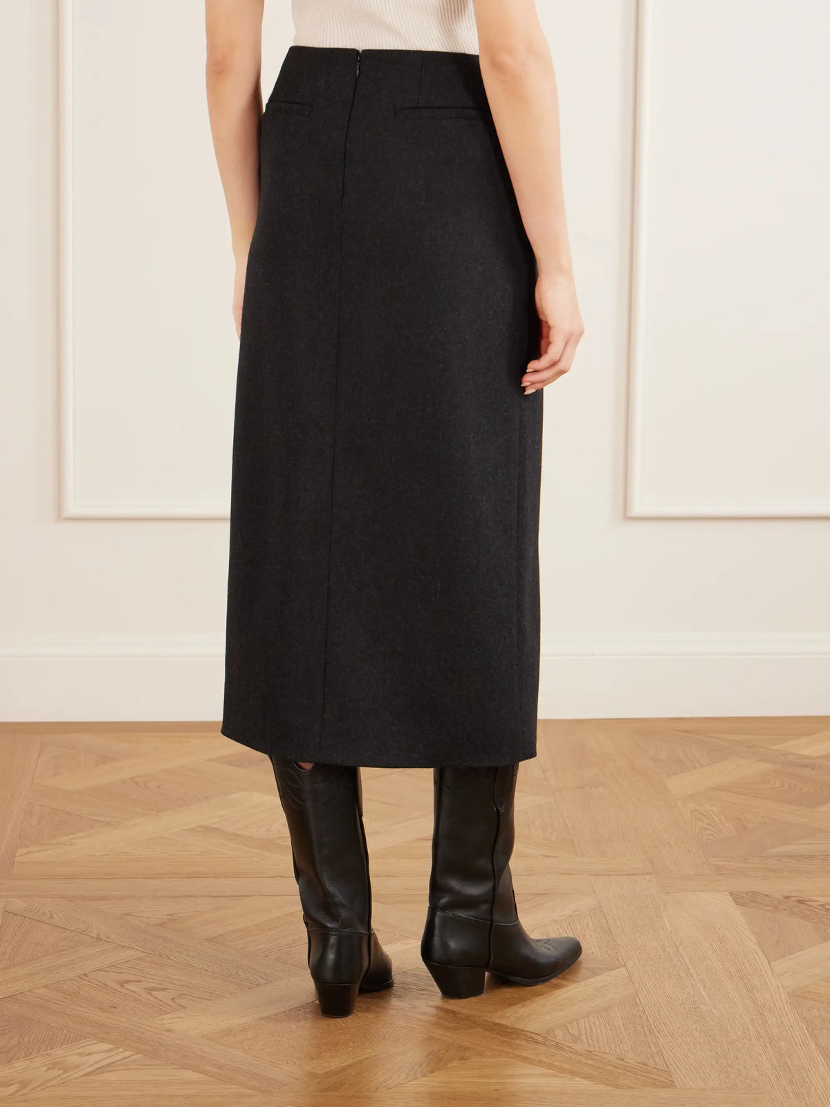 Nili Lotan Mariha Wool-twill Midi Skirt