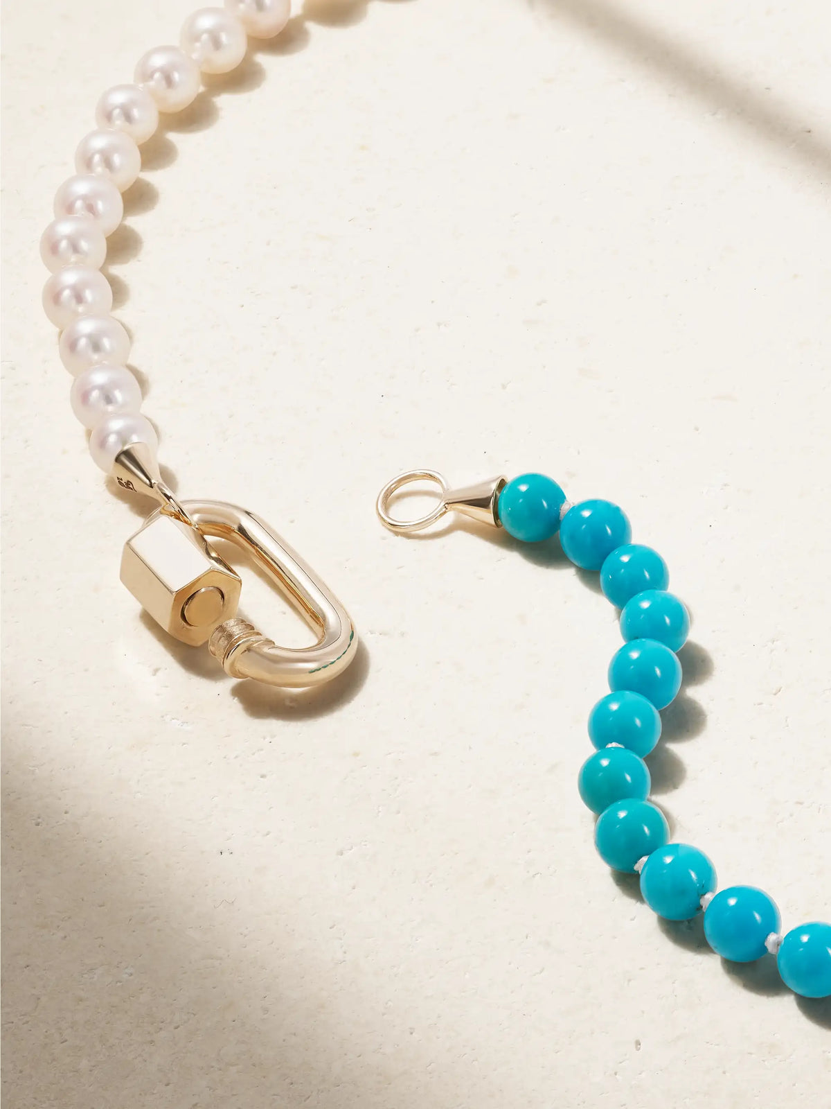 14-karat Gold, Turquoise And Pearl Necklace
