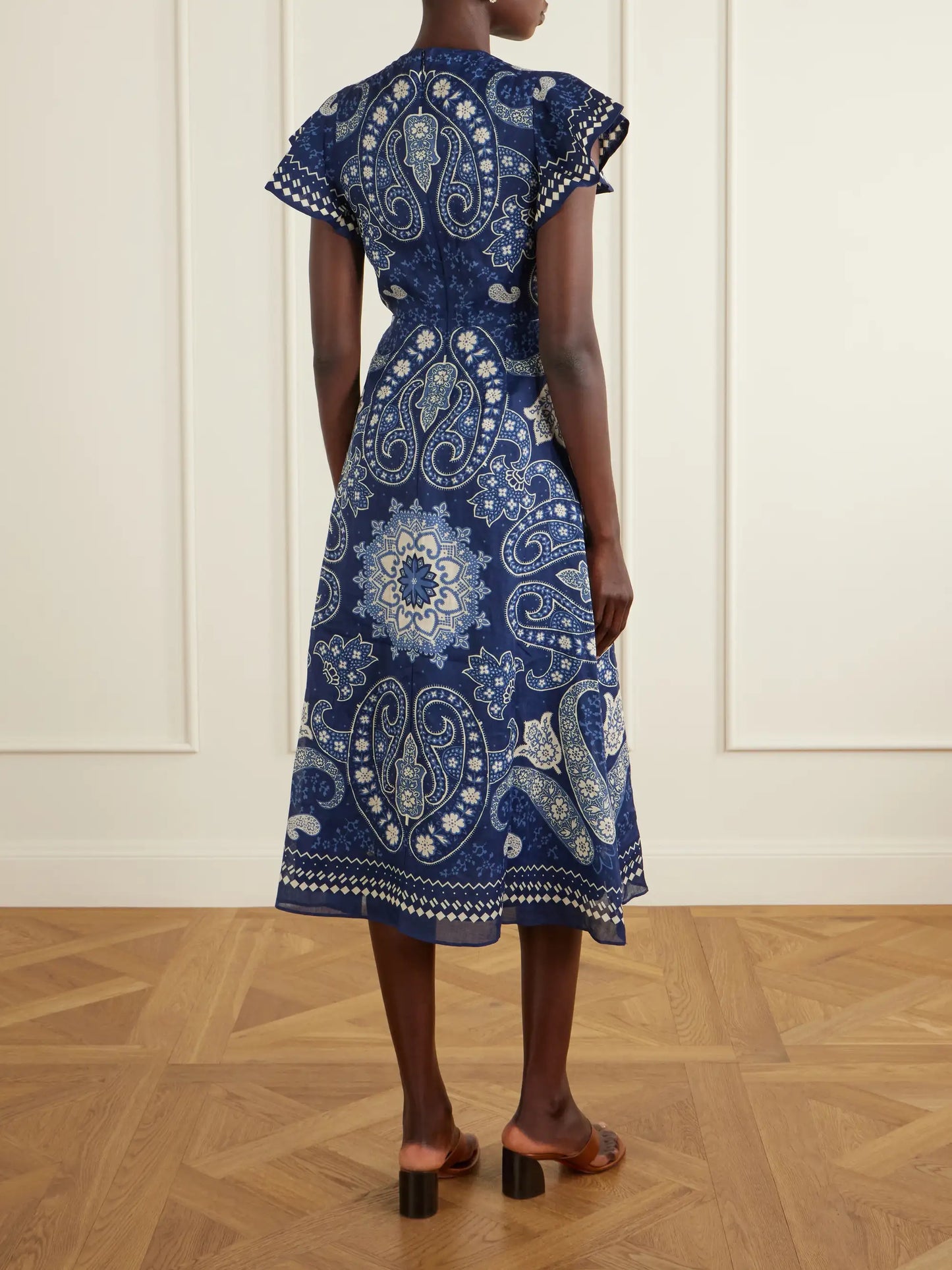 Emelina Paisley-printed Ramie Midi Dress