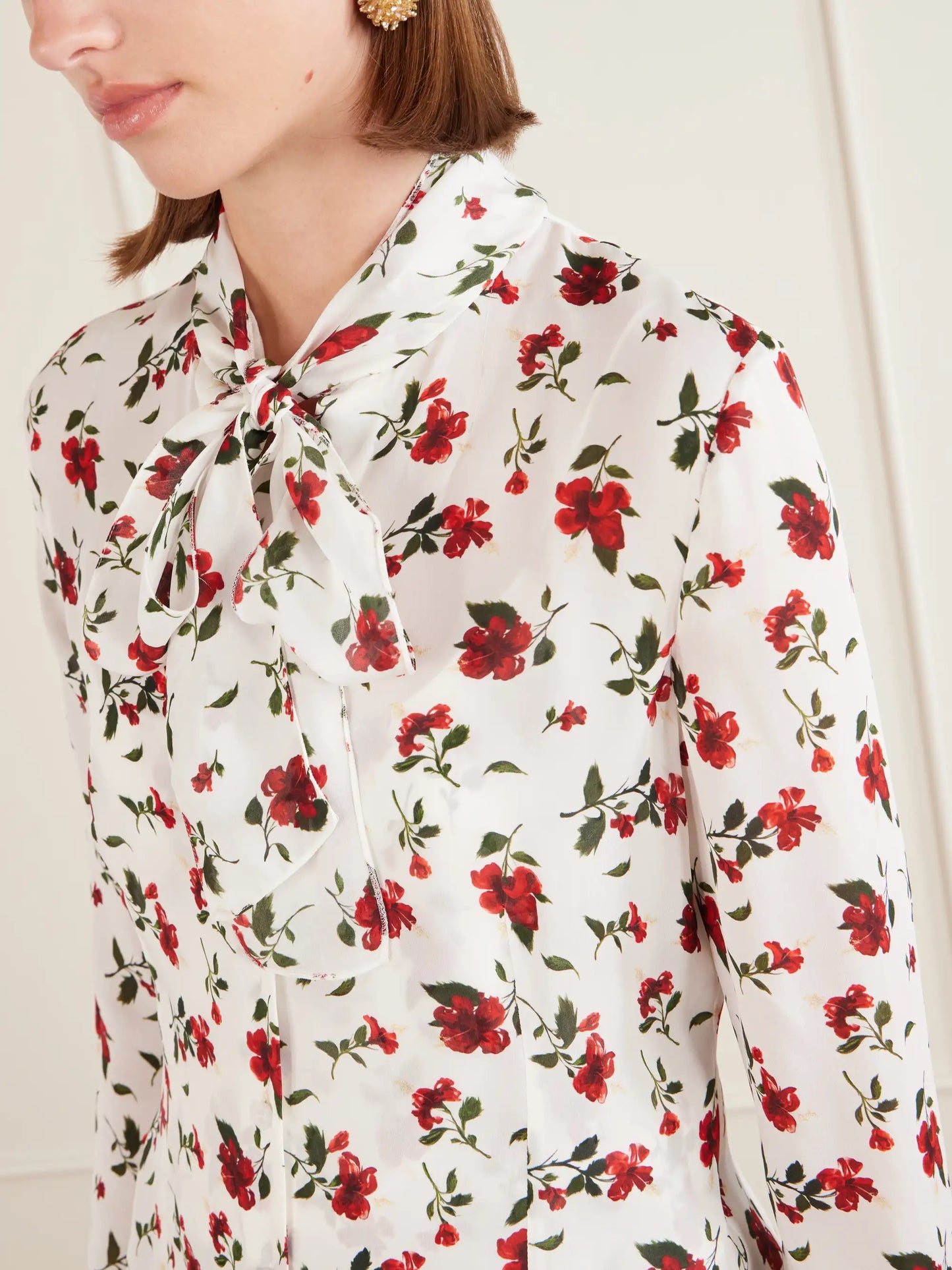 Hibiscus Floral-print Silk Blouse