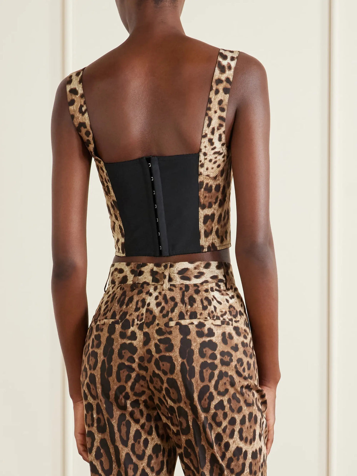 Dolce & Gabbana Cropped Leopard-print Stretch-canvas Bustier Top