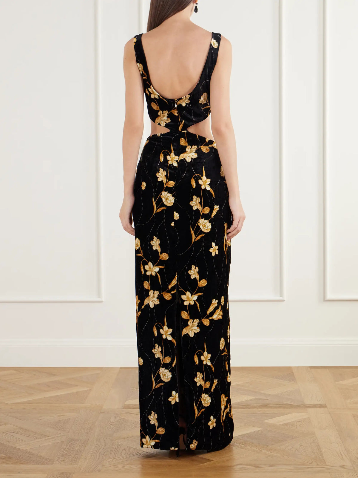 Agua by Agua Bendita Ventura Belted Bow-detailed Floral-print Velvet Maxi Dress