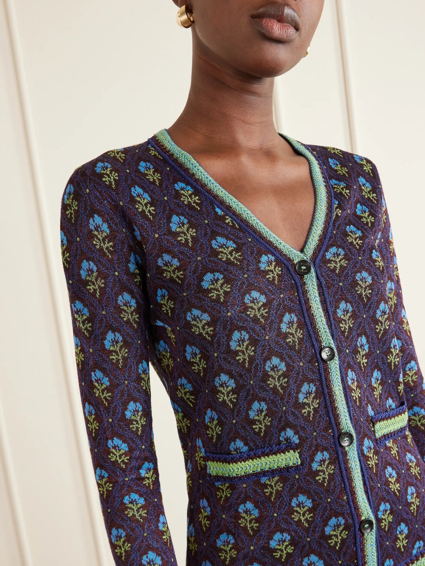 Embroidered Jacquard Cardigan