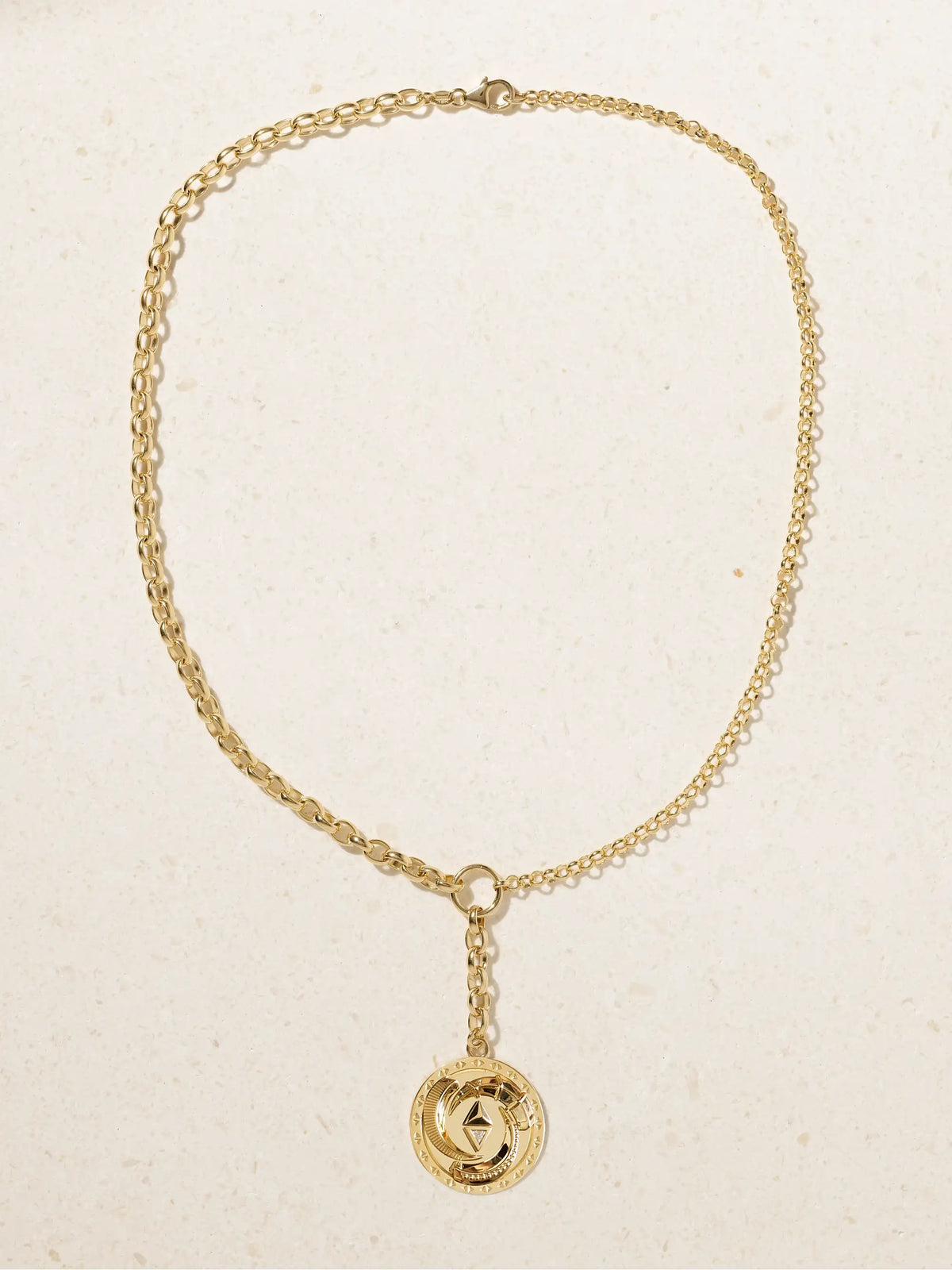 Protection Triskele + Heavy Mixed Belcher 18-karat Gold Diamond Necklace