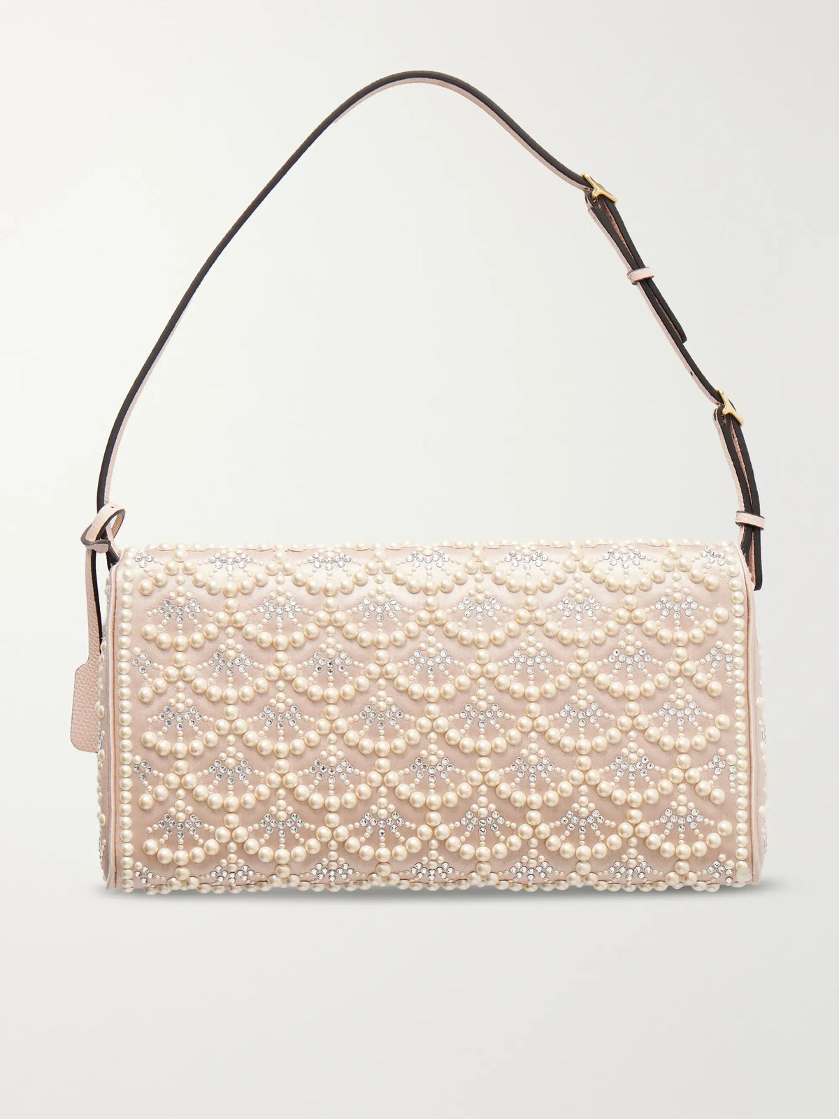 Devain Pearl And Crystal-embellished Satin Shoulder Bag