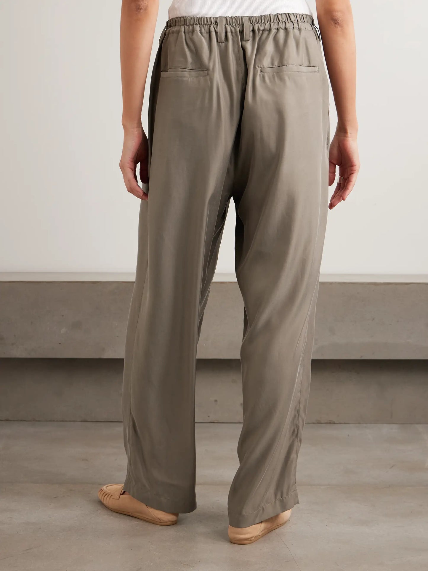 Pleated Twill Wide-leg Pants