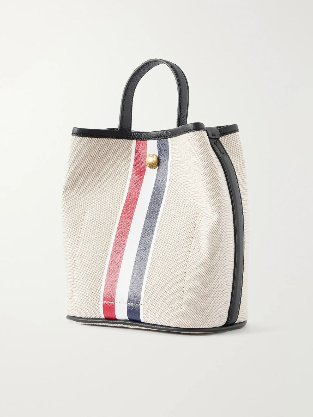 Thom Browne Striped Leather-trimmed Canvas Bucket Bag