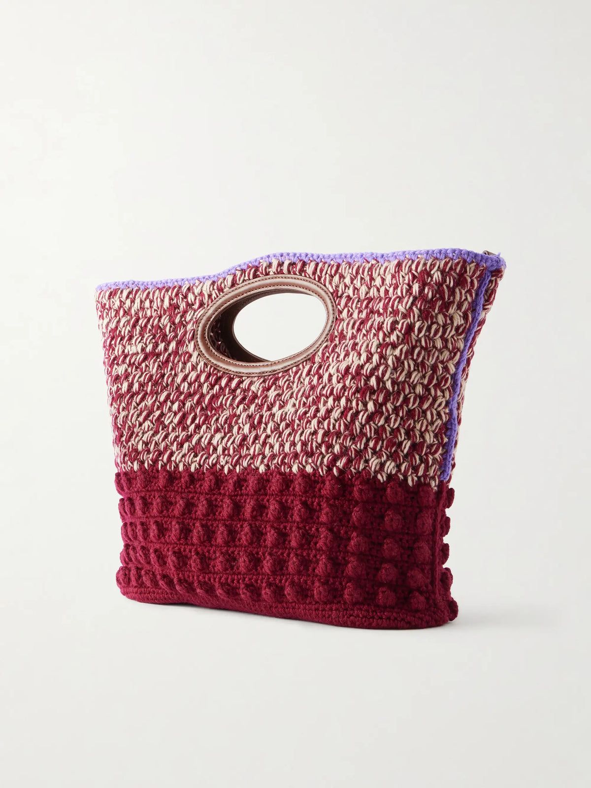 Logo-appliquéd Leather-trimmed Knitted Wool Clutch