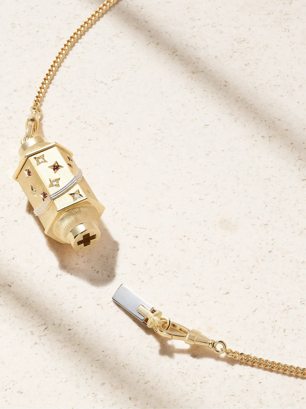 Milky Way Gourmette 18-karat Gold, Rhodium, Ruby And Diamond Necklace