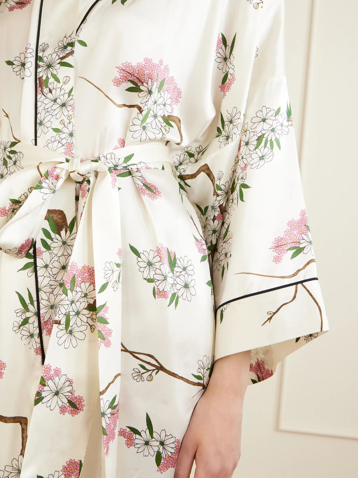 Mimi Belted Printed Silk-satin Robe