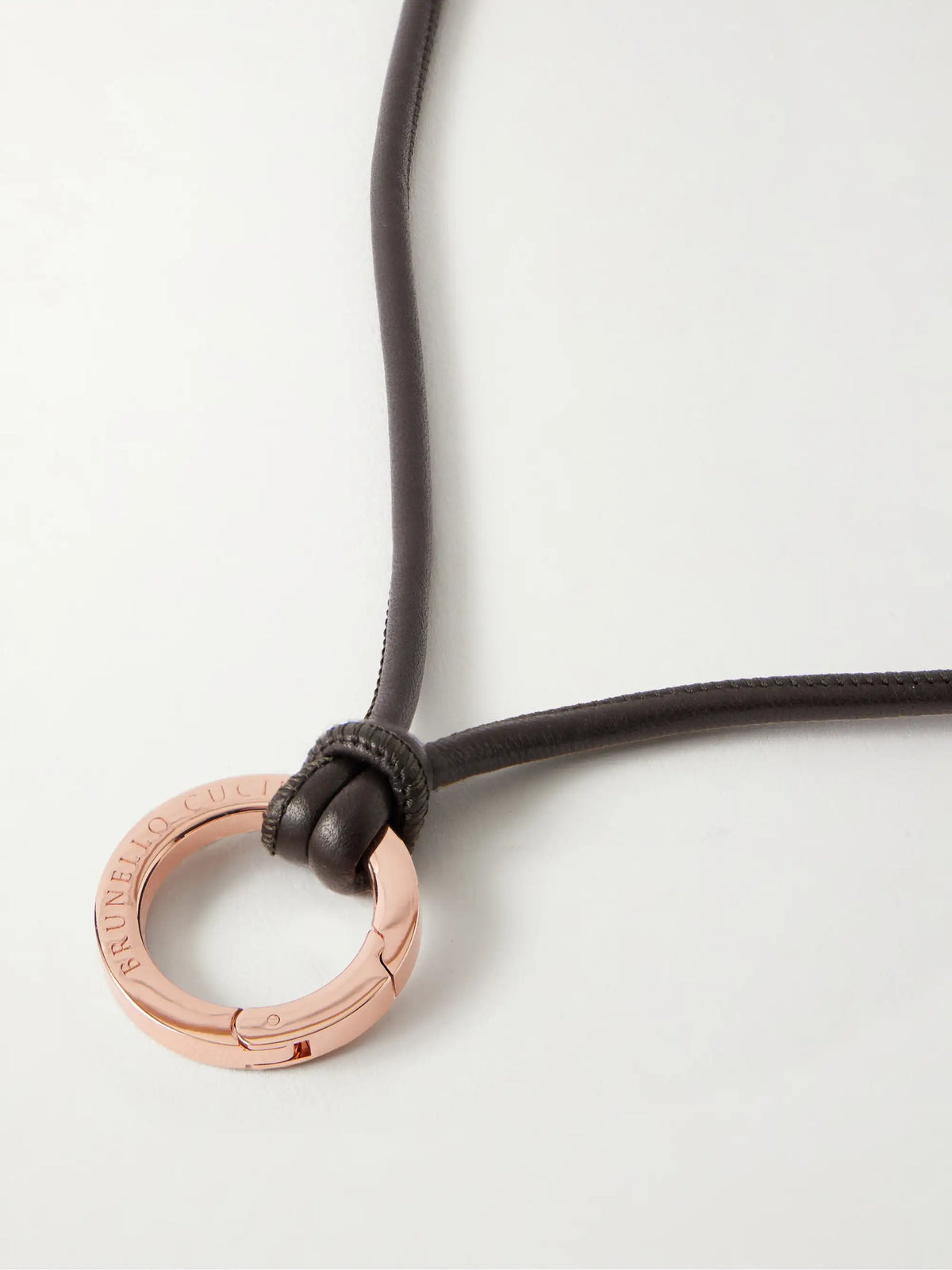 Leather And Rose Gold-tone Necklace