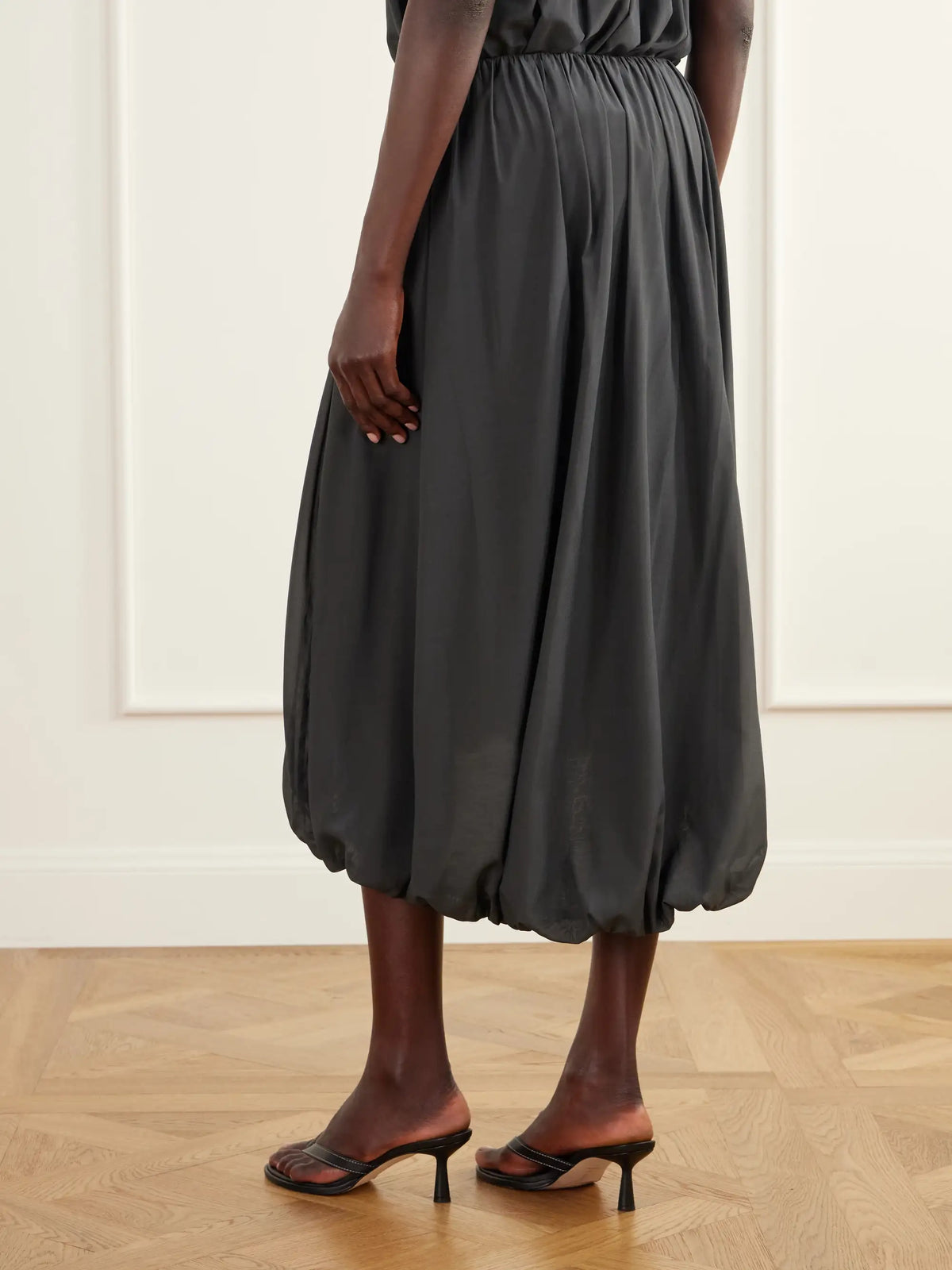 ST. AGNI Balloon Gathered Chiffon Midi Skirt