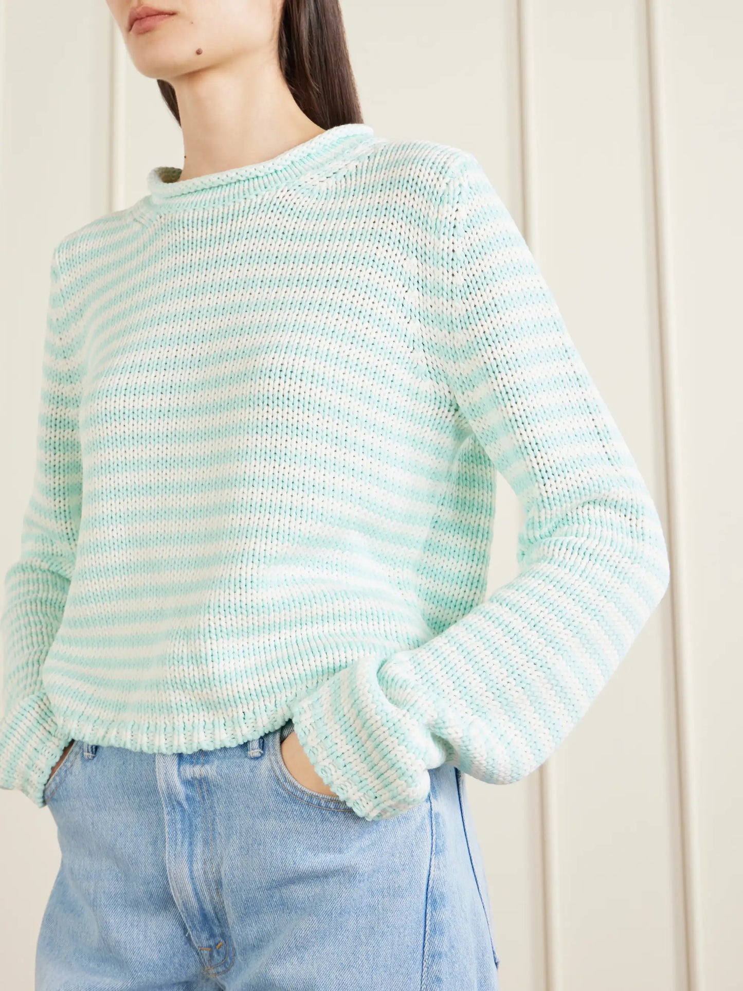 Mini Marina Cropped Striped Cotton Sweater