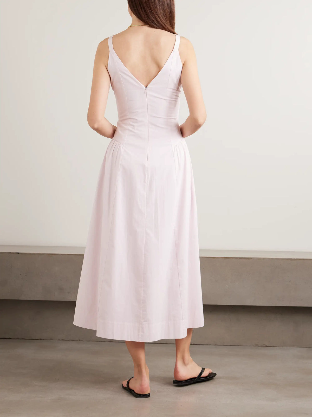 Posse Lindie Ruched Cotton Midi Dress