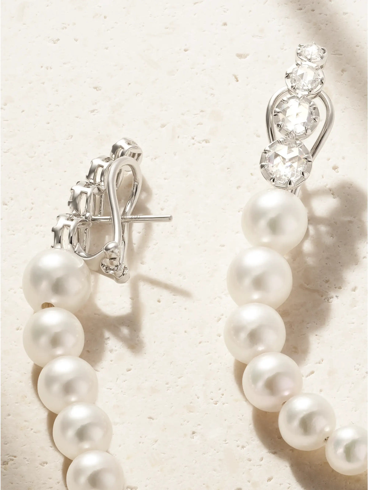 Dreamy 18-karat White Gold, Pearl And Diamond Earrings
