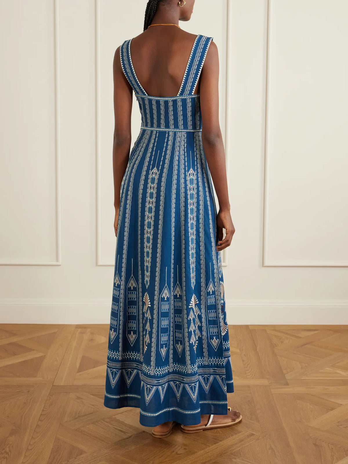 Emporio Sirenuse Nellie Embroidered Cotton And Linen-blend Maxi Dress