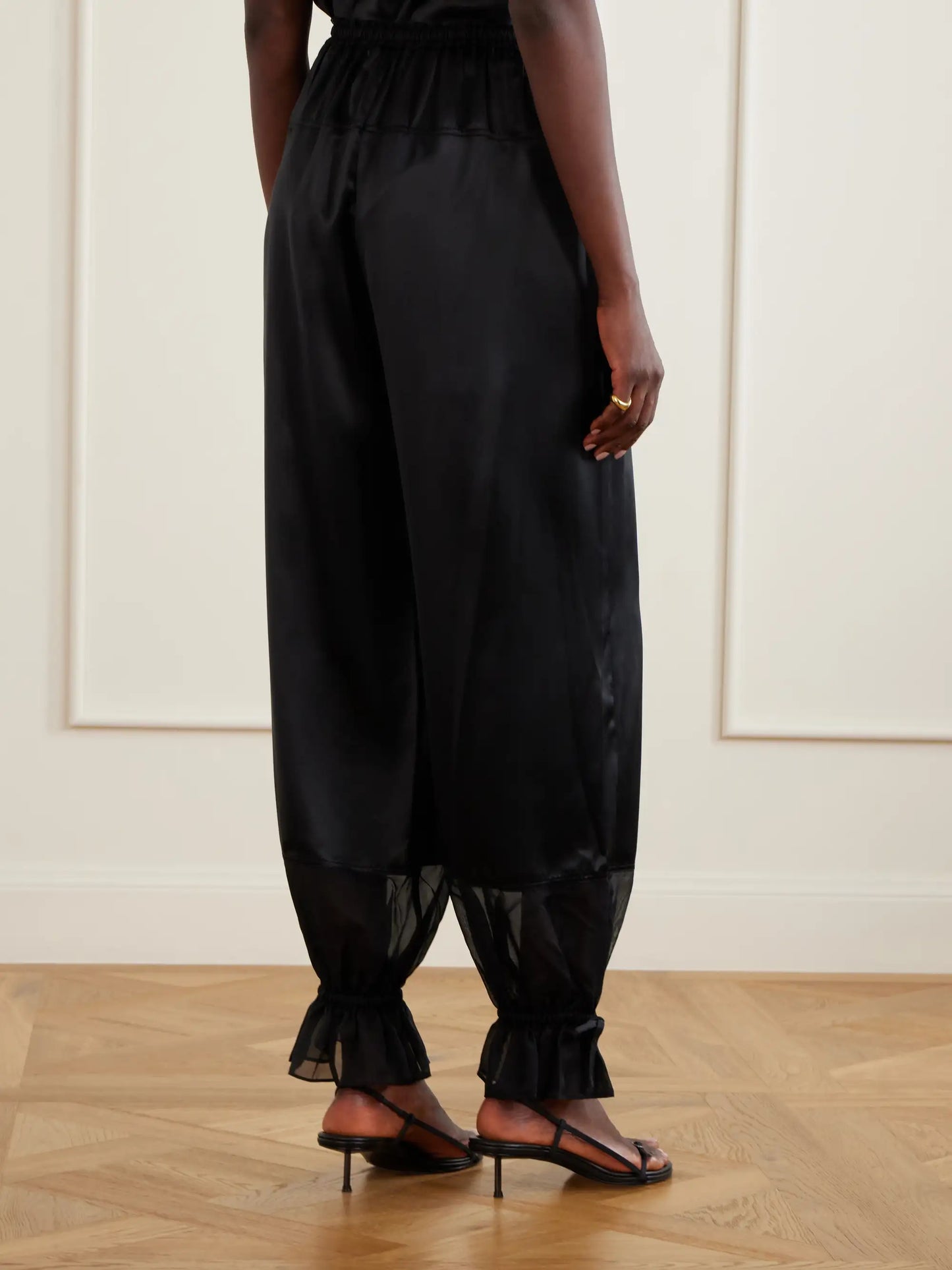 Camile Cinched Ruffled Silk Balloon Pants