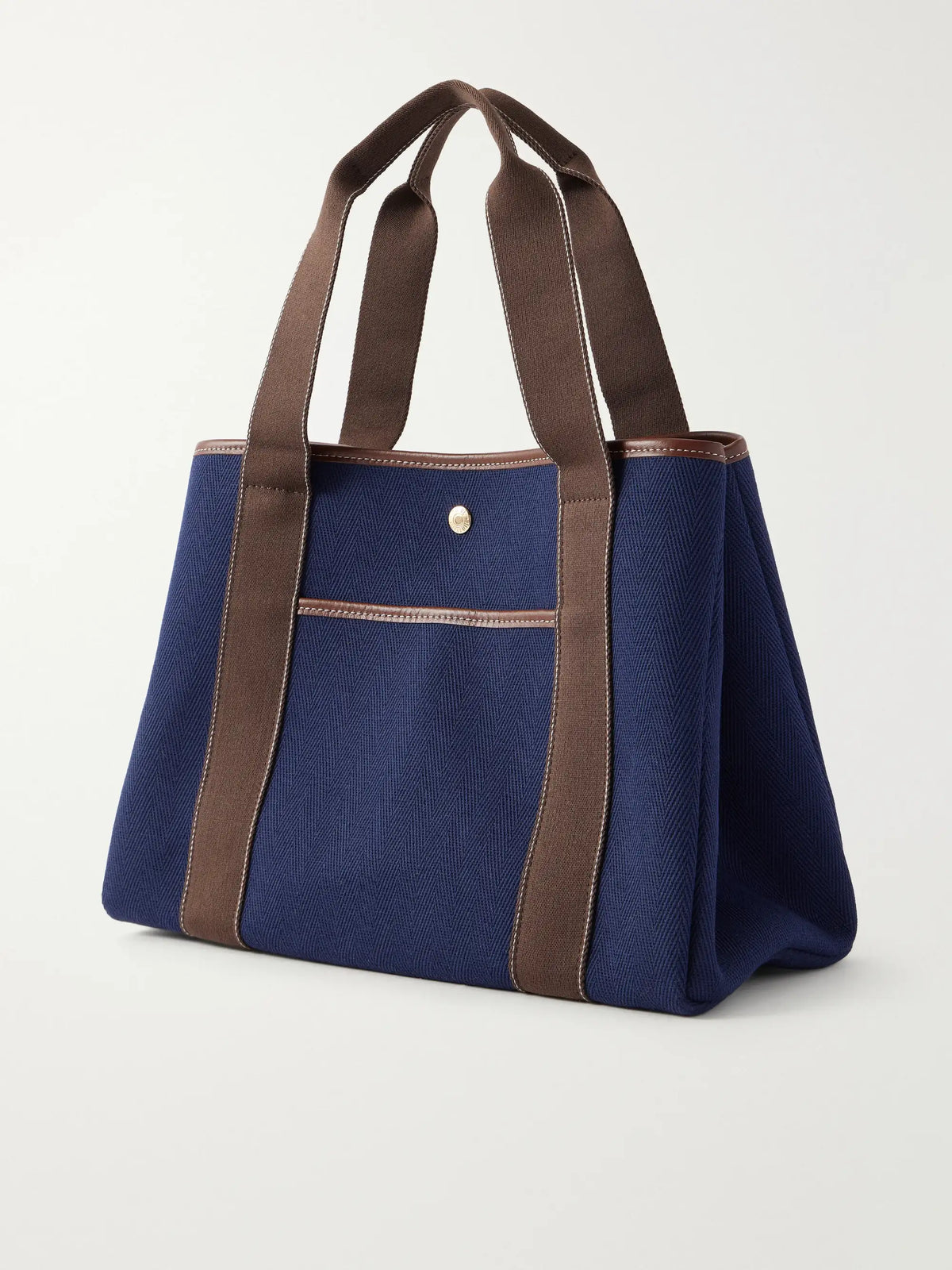 Traversée Medium Leather And Webbing-trimmed Canvas Tote