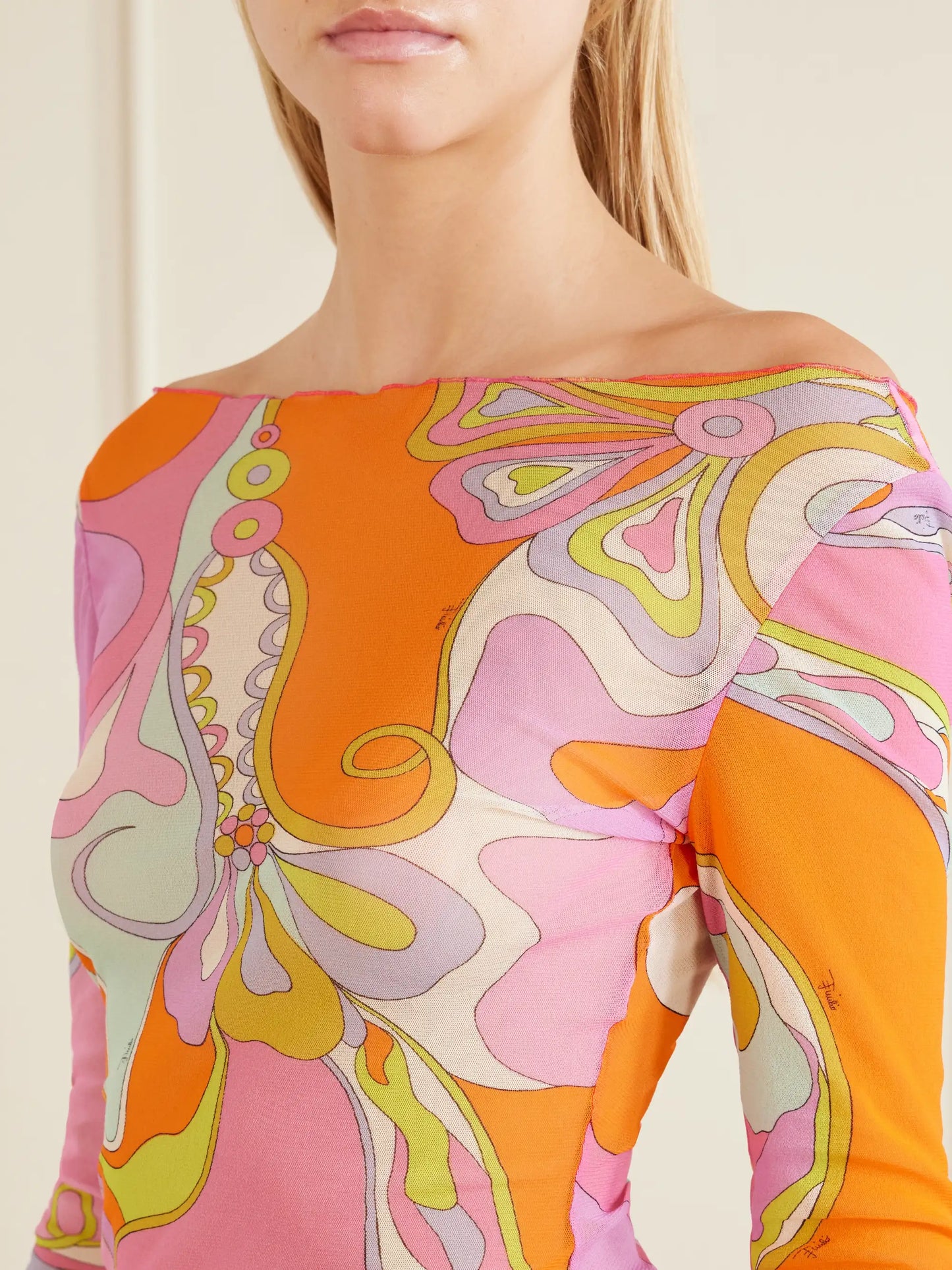 Printed Tulle Blouse