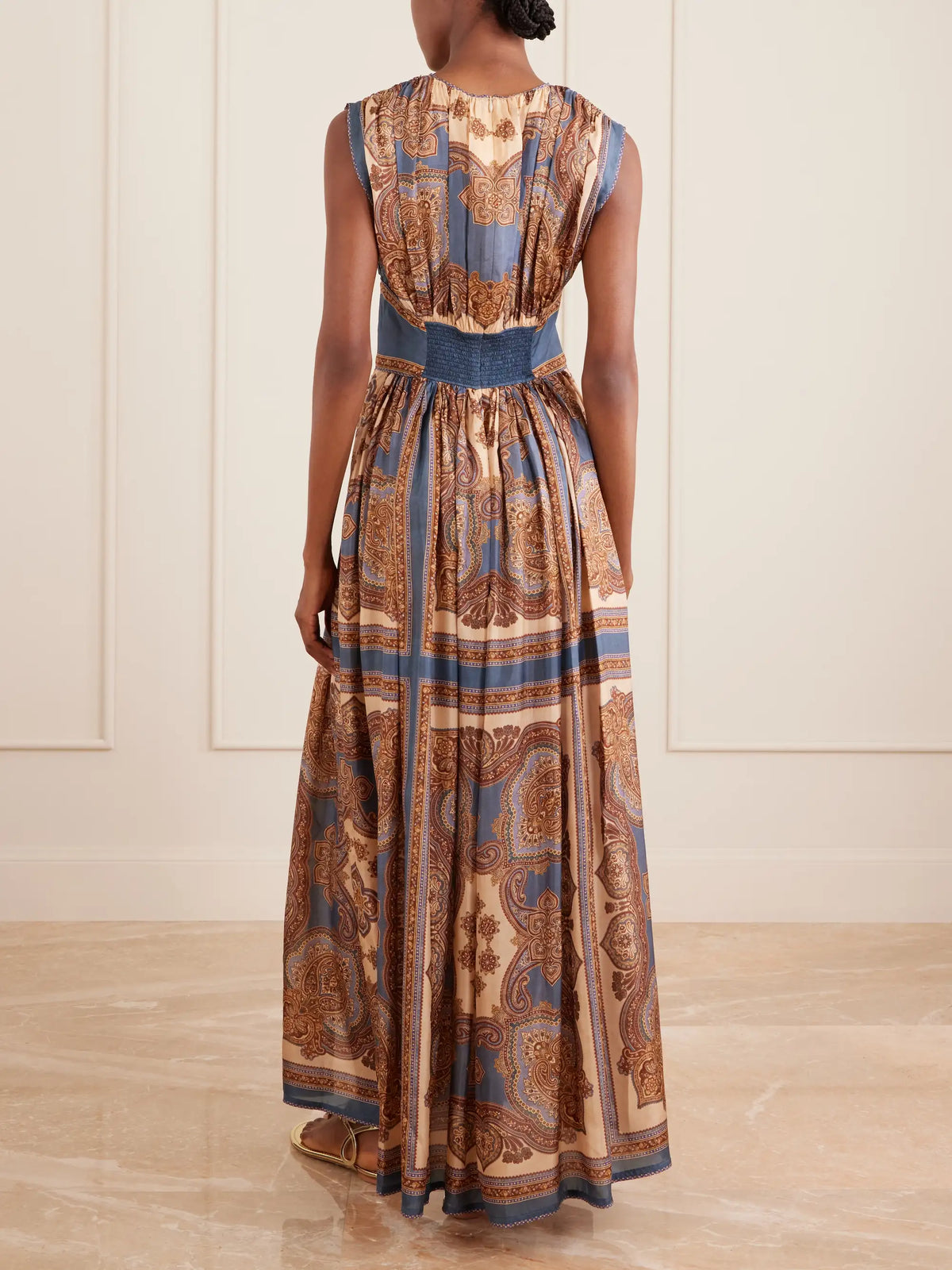 Mahon Gathered Printed Silk Maxi Dress
