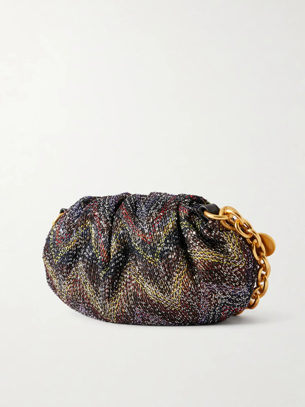Caperdoni Small Sequined-embellished Striped Woven Pouch