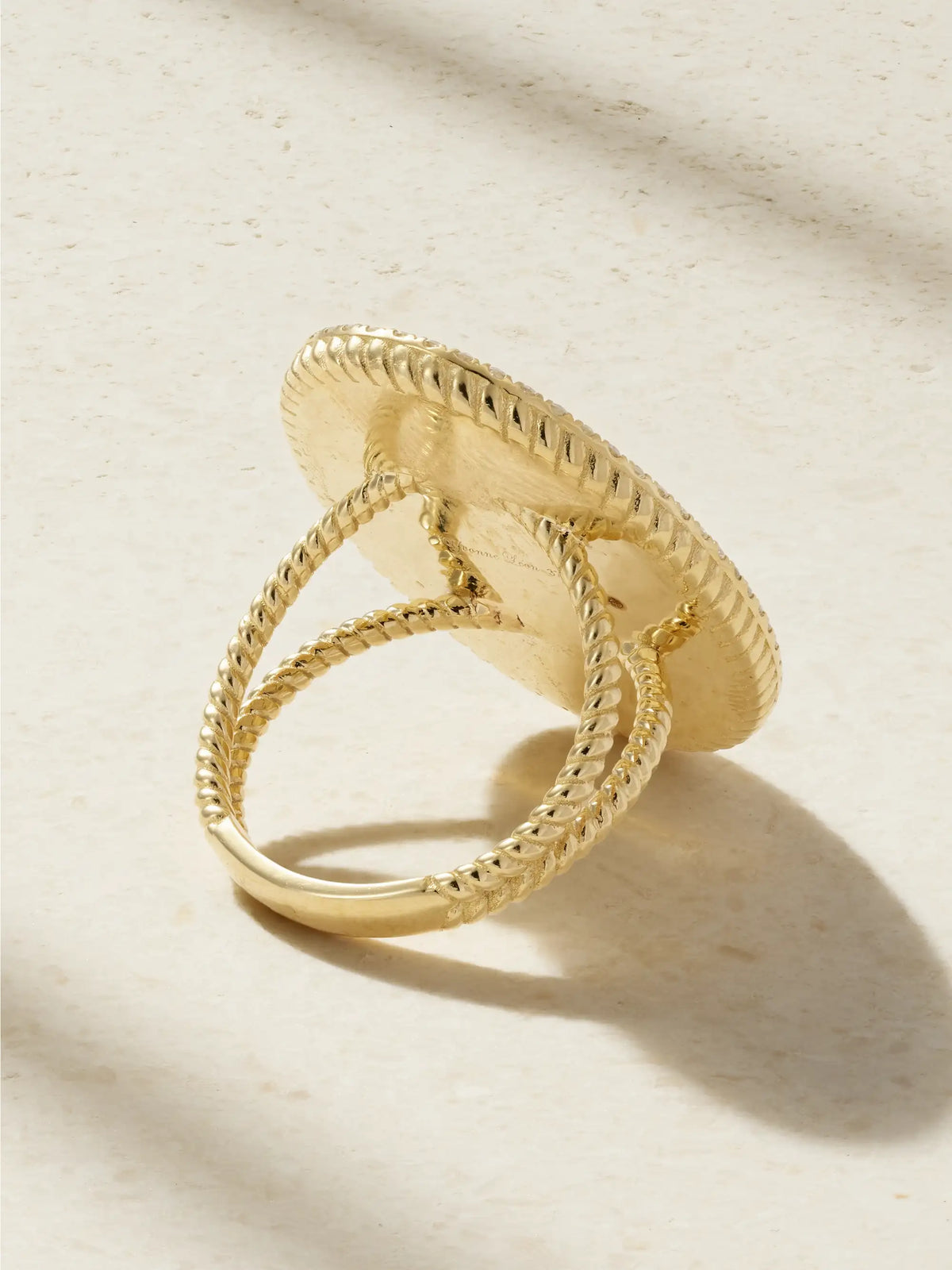Médaillon Trèfle 9-karat Gold, Mother-of-pearl And Diamond Ring