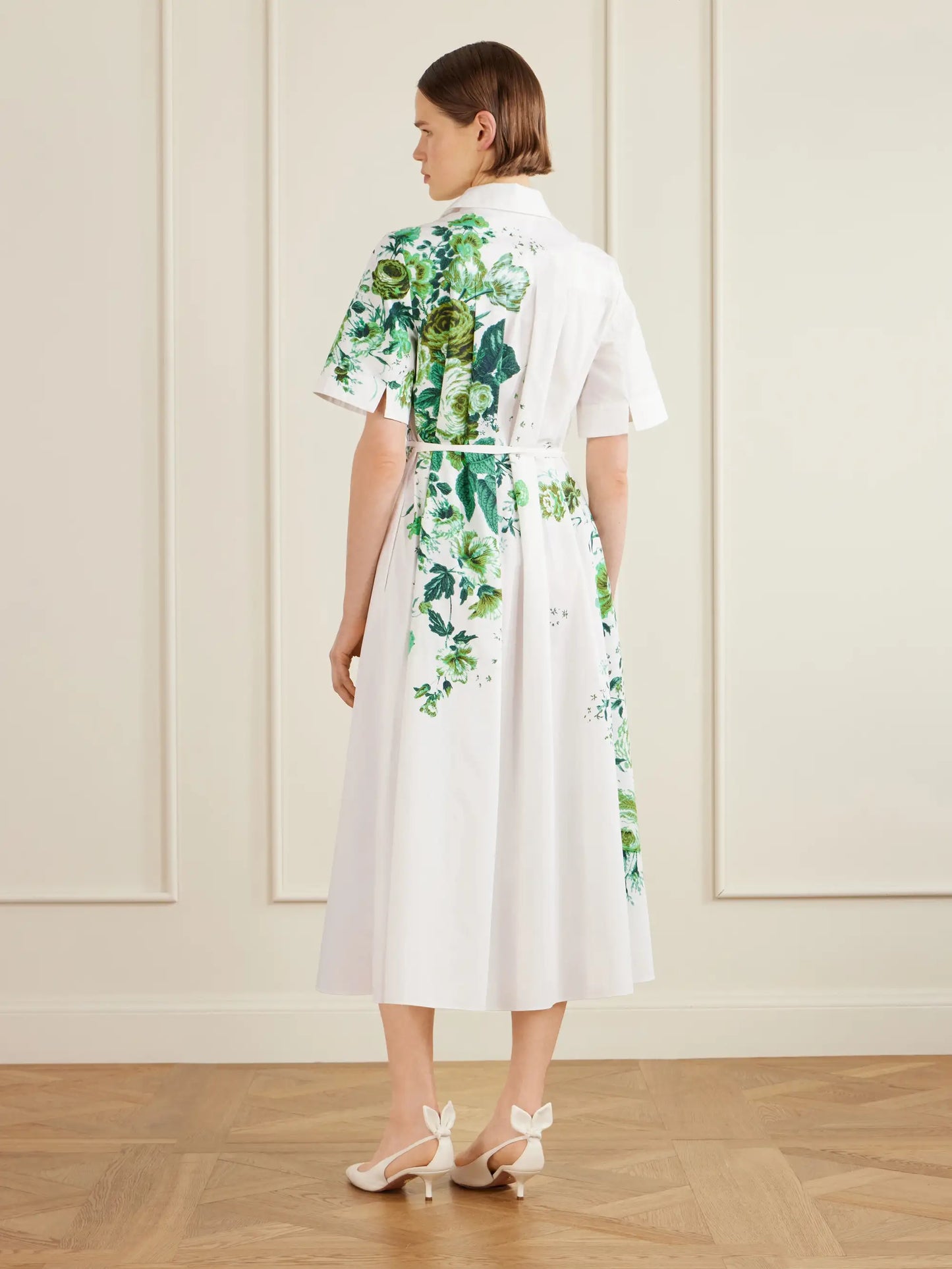 Floral-print Cotton-poplin Midi Shirt Dress