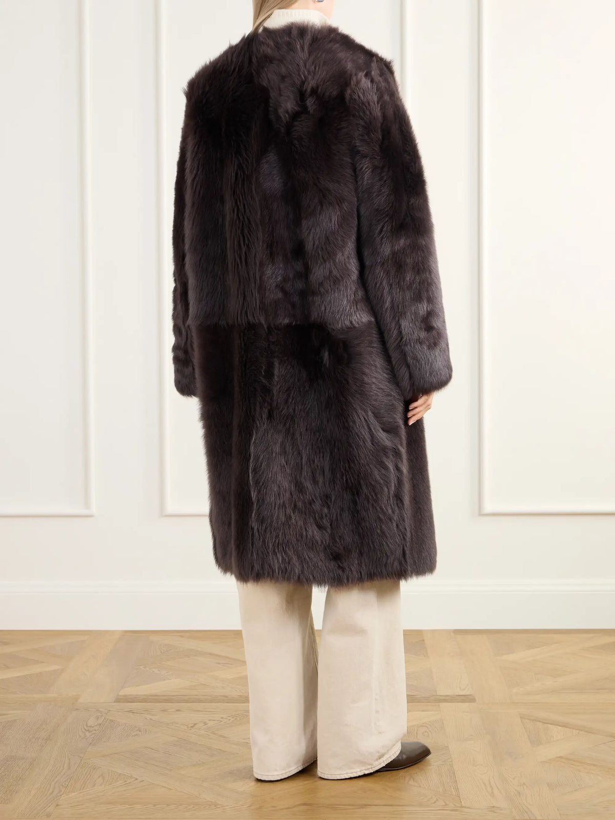 Almada Gemma Collarless Paneled Shearling Coat
