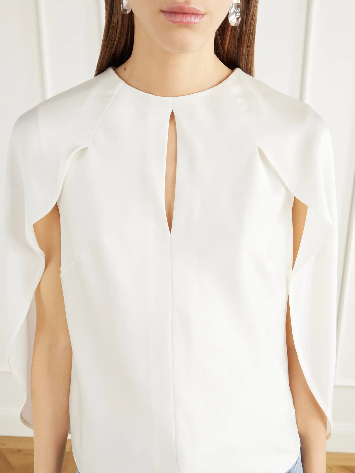 SIMKHAI Lauren Cape-effect Satin Blouse