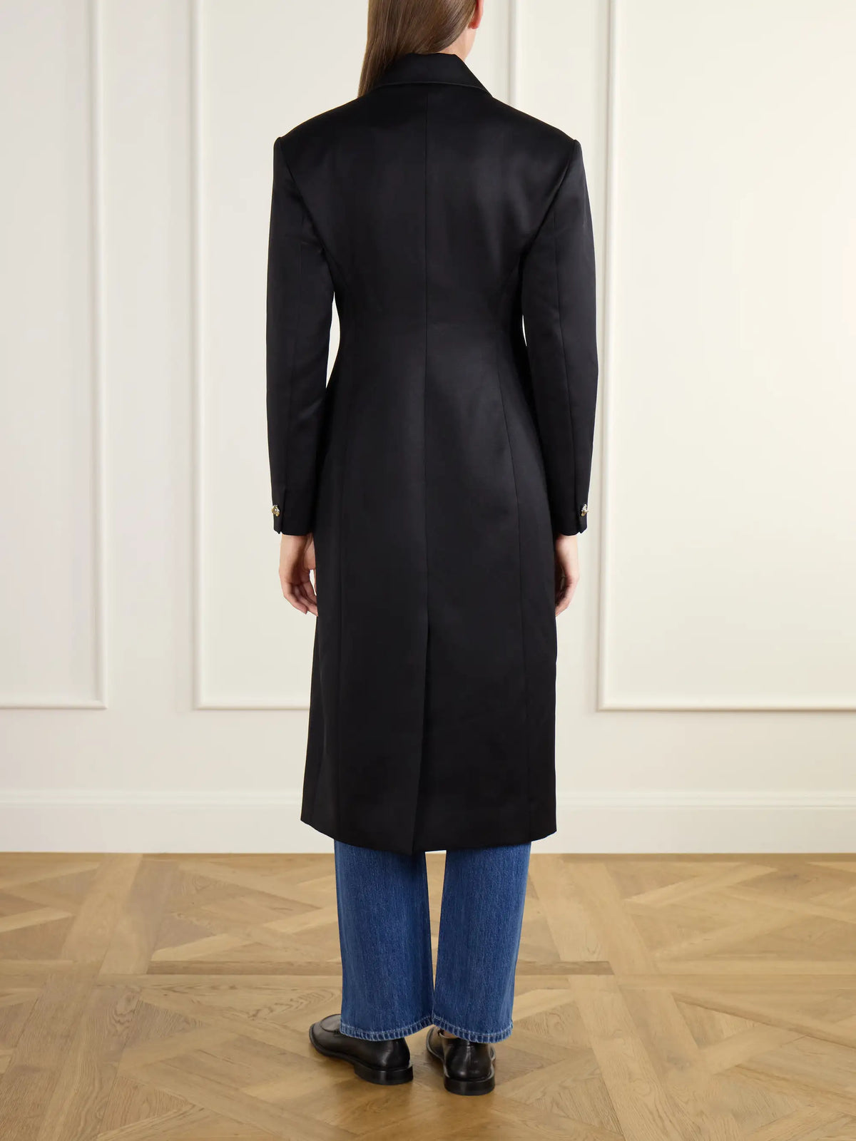 RÙADH The Ophelia Double-breasted Satin-trimmed Wool-twill Coat