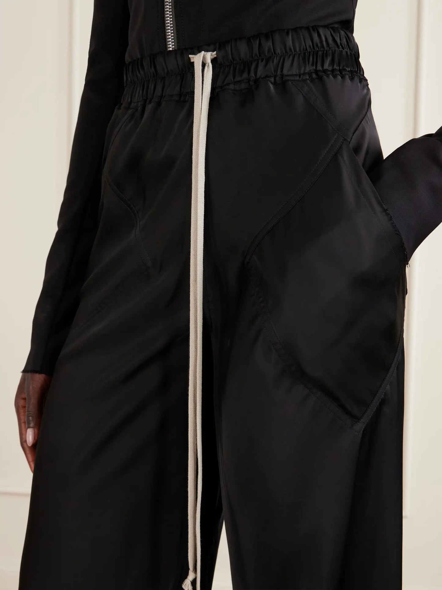 Charmeuse Wide-leg Drawstring Pants