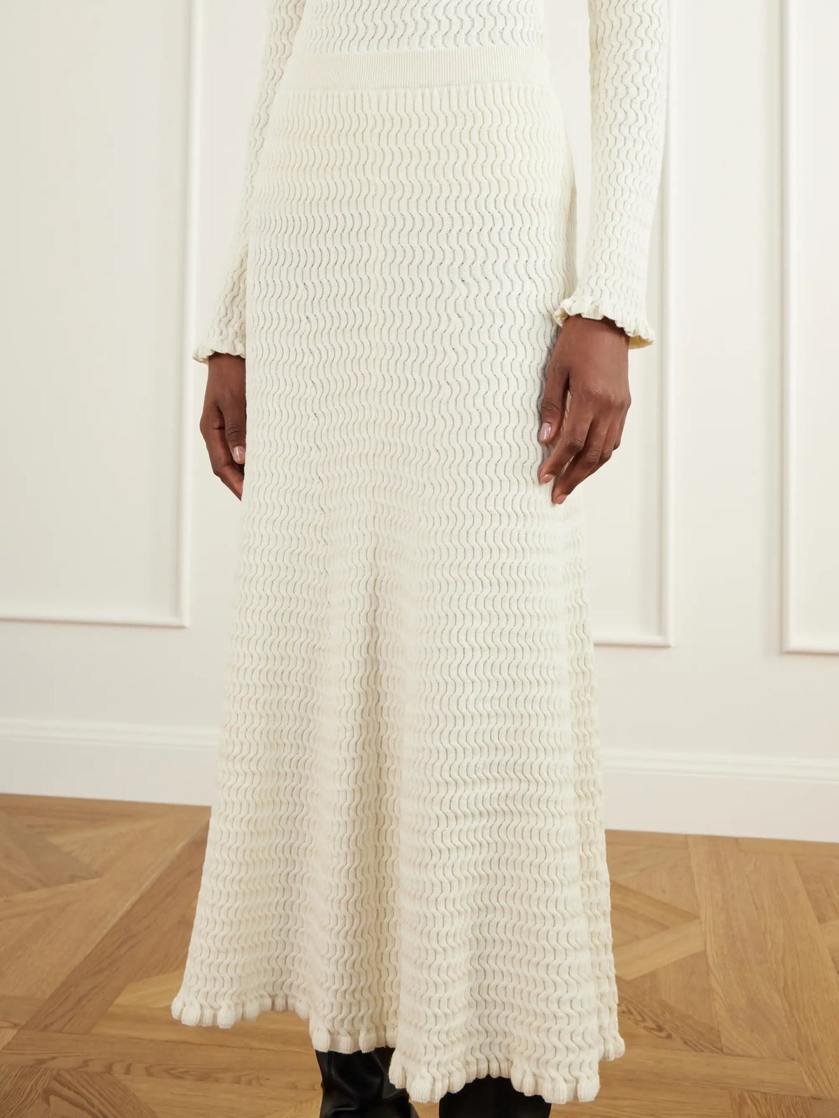 Proenza Schouler White Label Magnolia Cable-knit Cotton-blend Midi Skirt