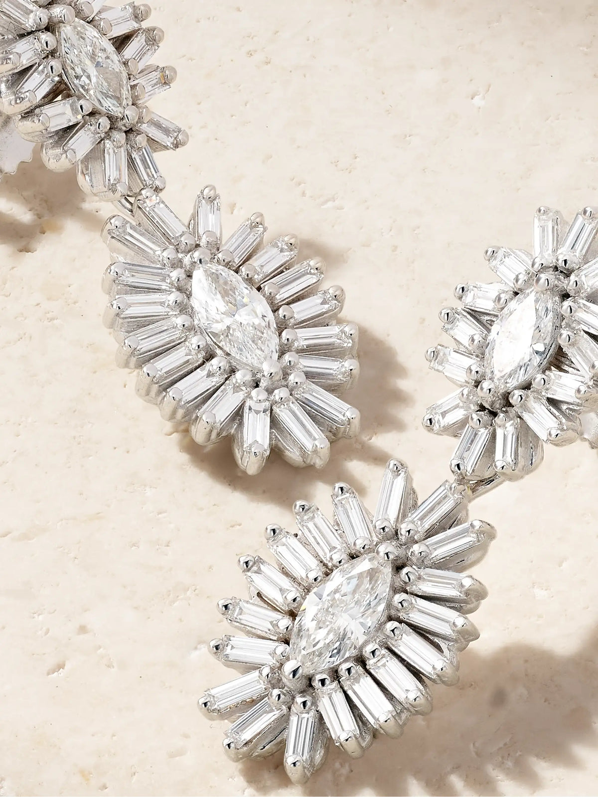 Suzanne Kalan 18-karat White Gold Diamond Earrings
