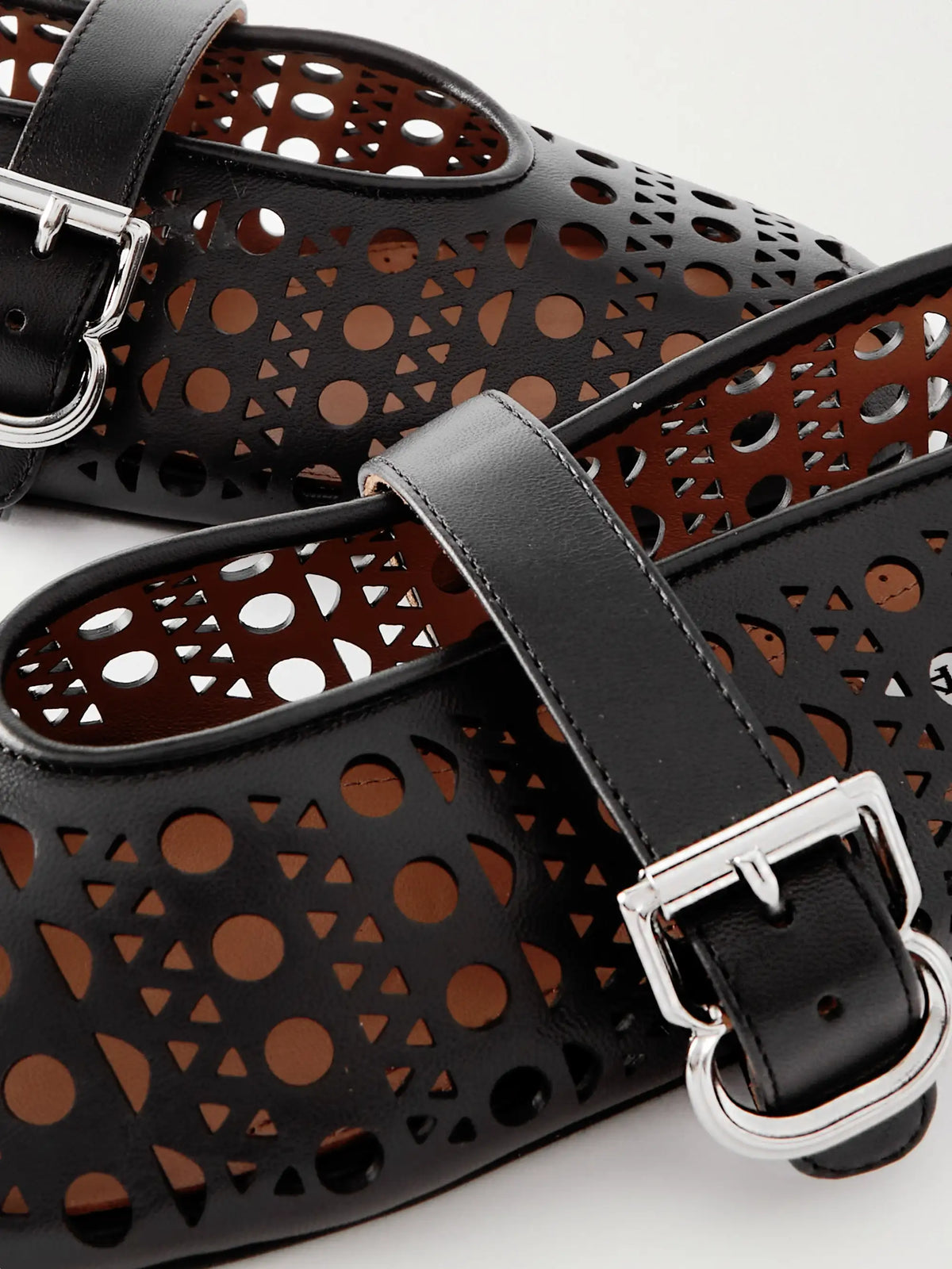 Perforated Leather Ballet Pumps