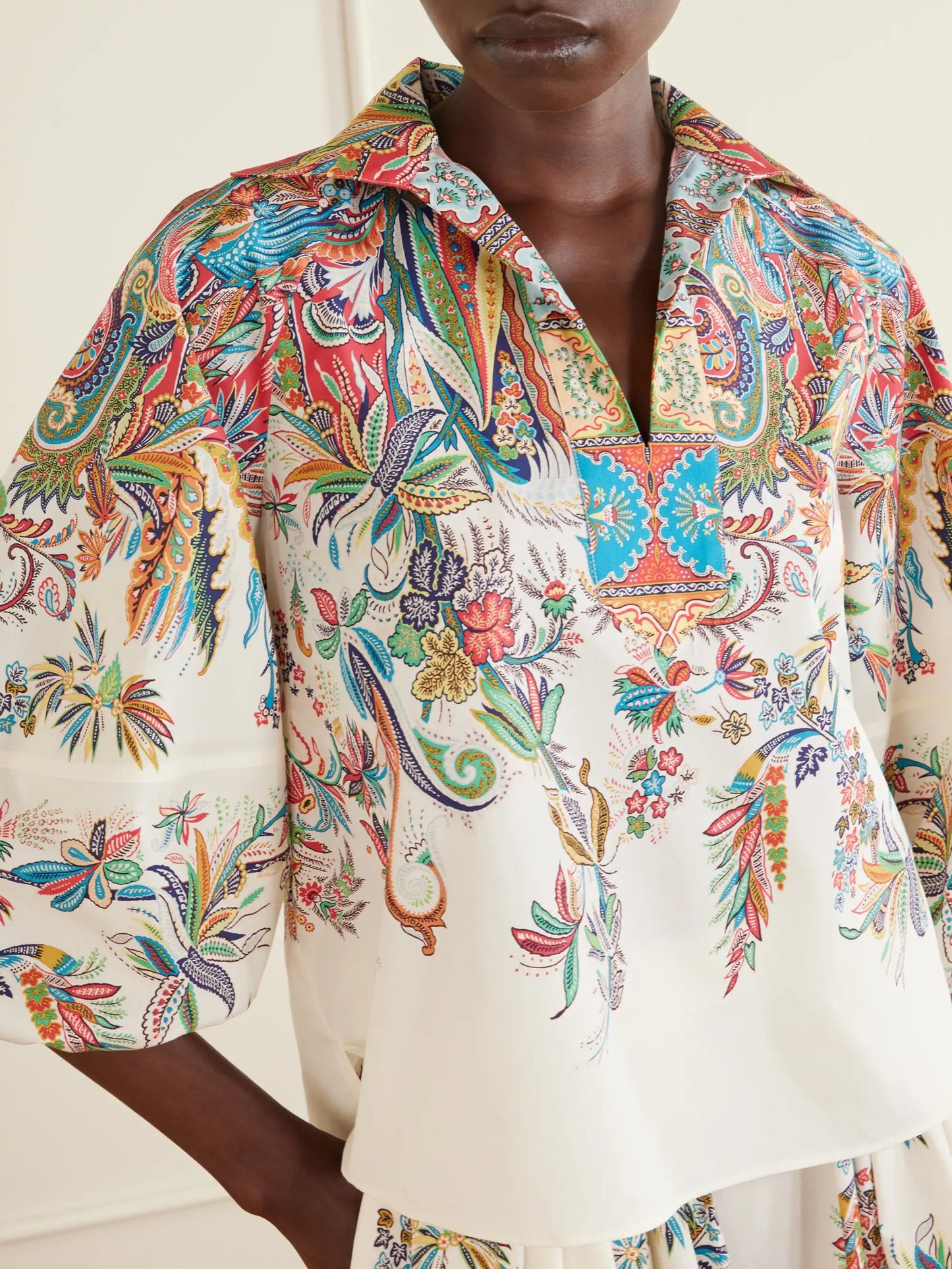 Floral-print Cotton-poplin Blouse