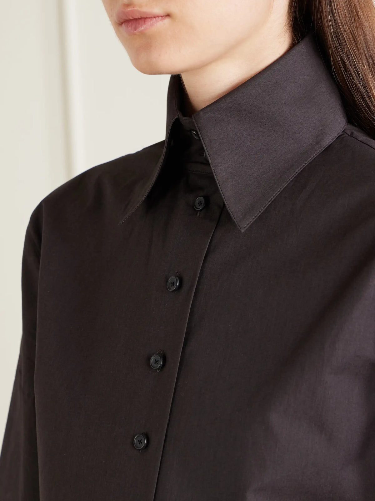 KHAITE Ivy High-collar Cotton-poplin Shirt