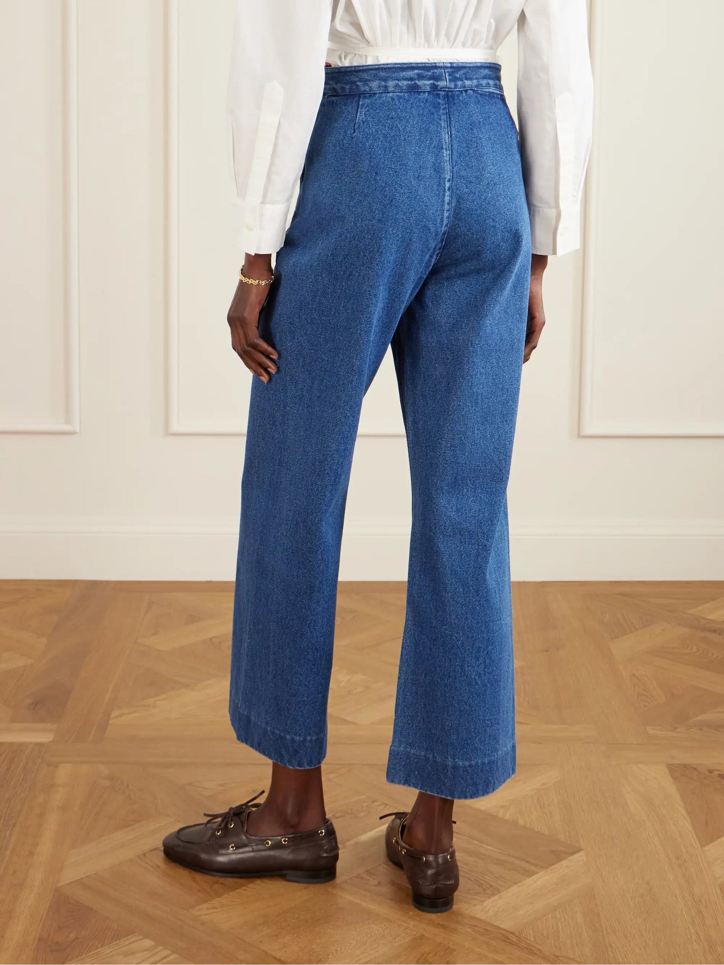 Sailor Cropped High-rise Wide-leg Jeans