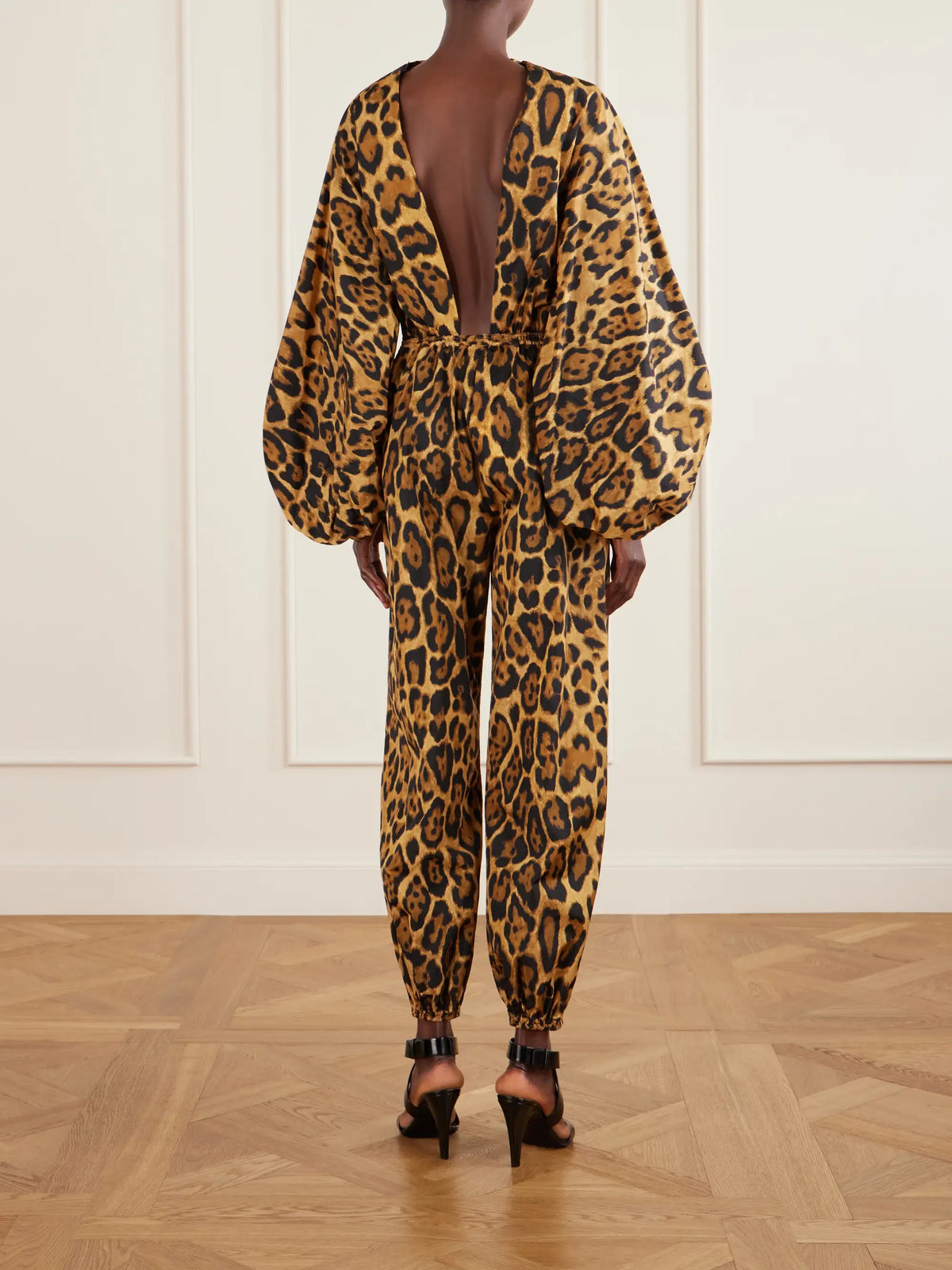 Leopard-print Shell Balloon Pants