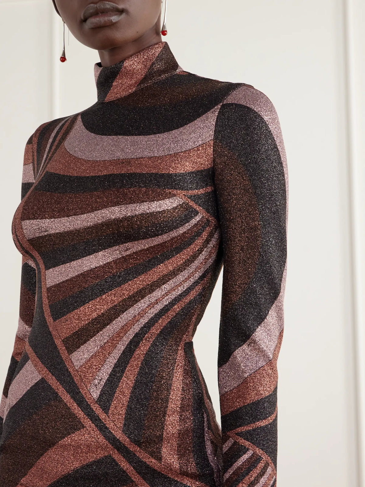PUCCI Printed Stretch-jersey Turtleneck Top