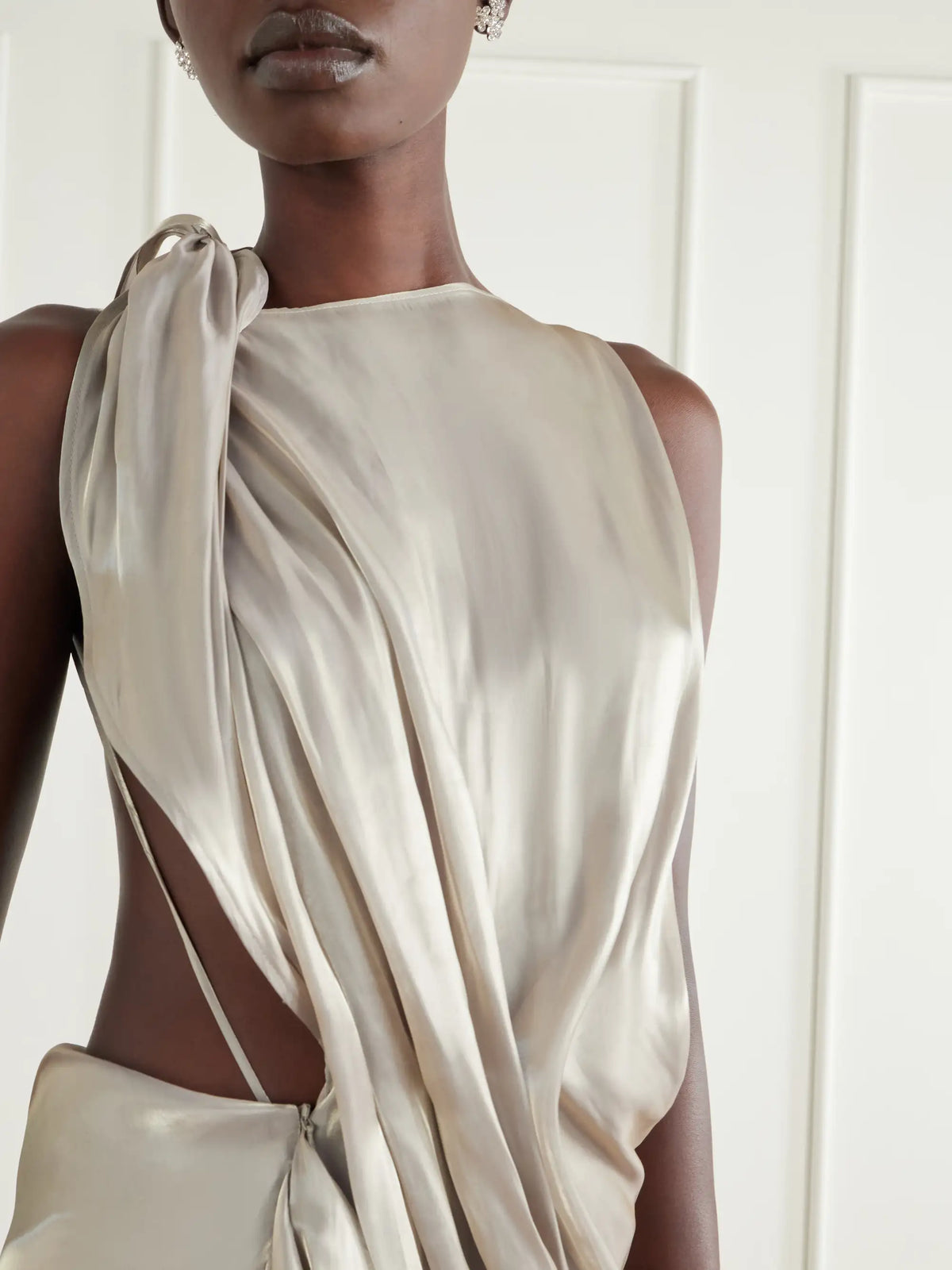 Maticevski Glow Up Draped Metallic-satin Gown