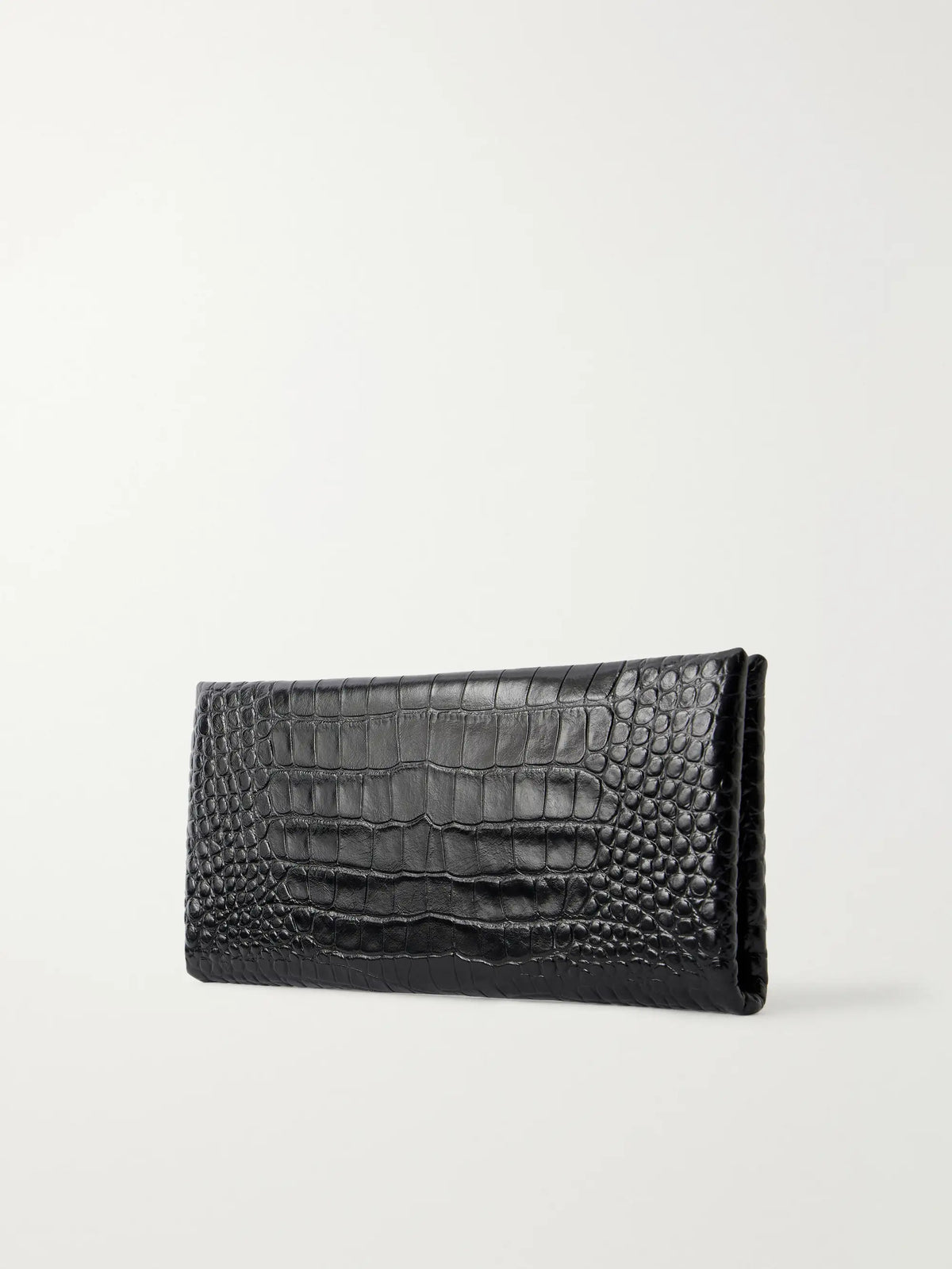 TOM FORD Arc T-embellished Croc-effect Leather Clutch
