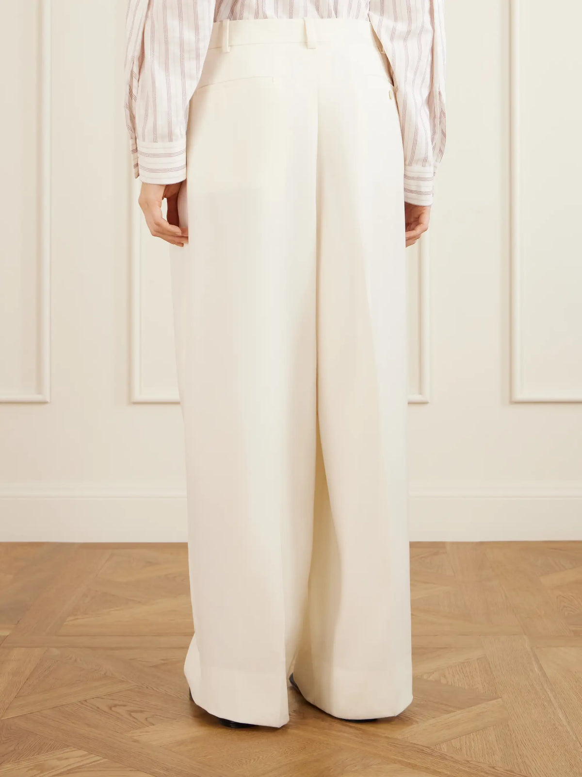 Alexandra Pleated Grain De Poudre Wool Wide-leg Pants