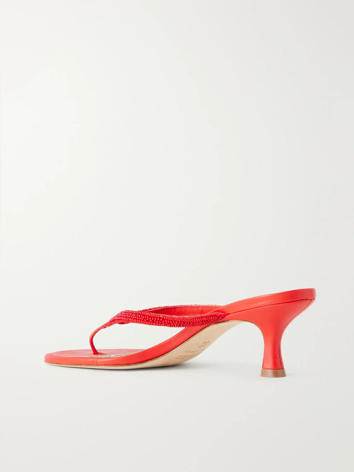 STAUD Freja Embellished Leather Thong Sandals