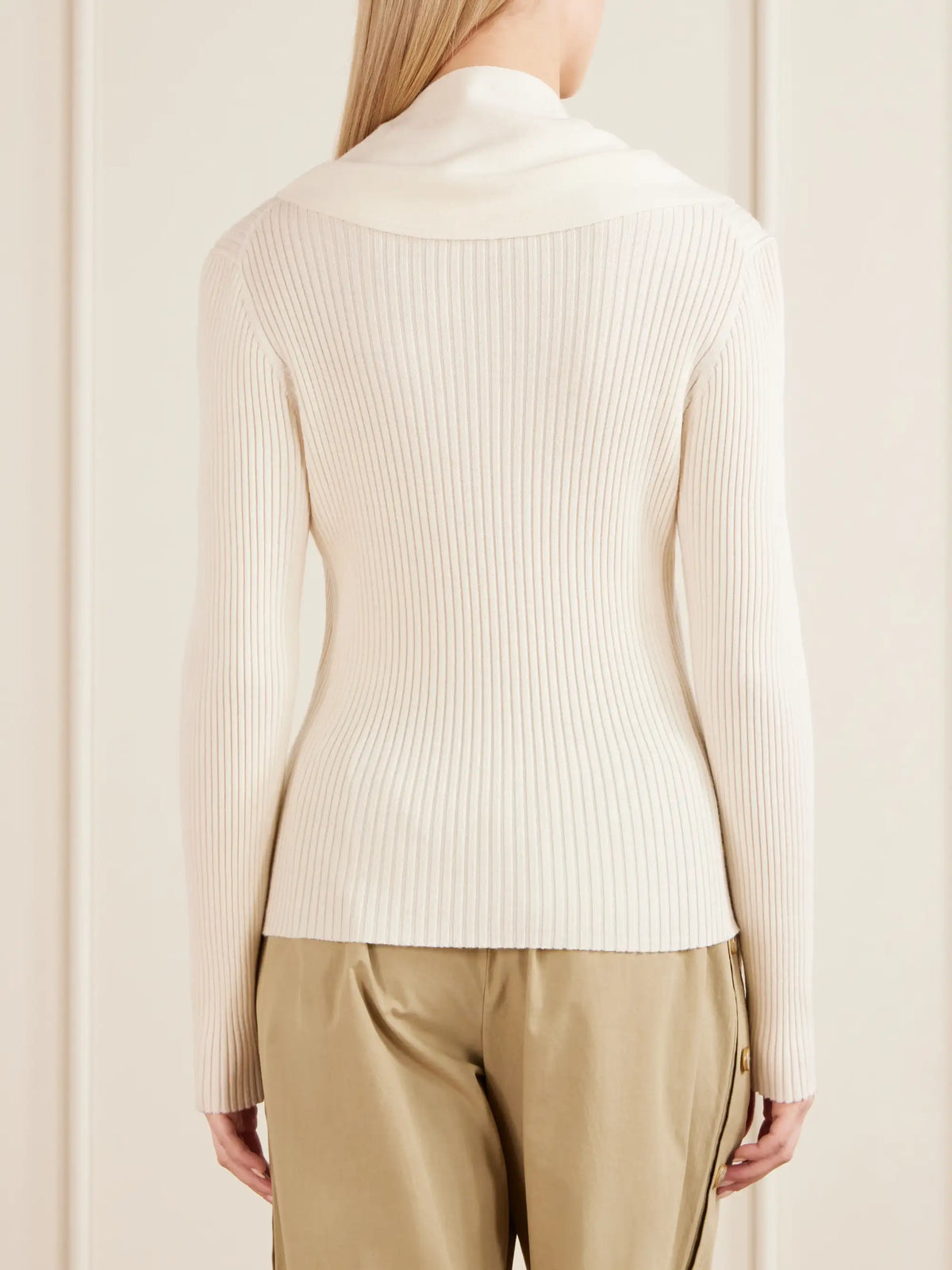 Zimmermann Valiant Scarf-detailed Ribbed-knit Wool Sweater