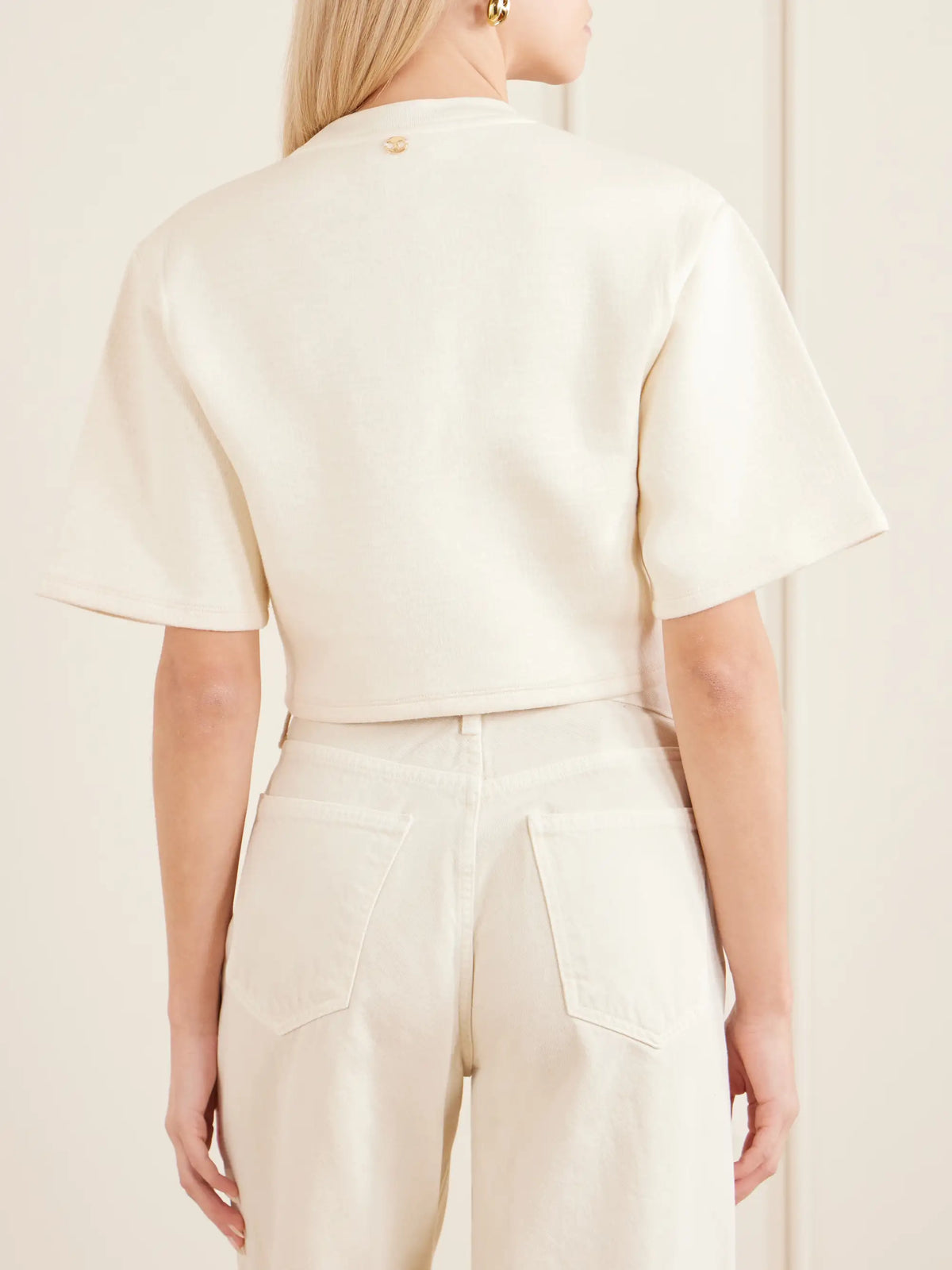 Cropped Crystal-embellished Embroidered Jersey T-shirt